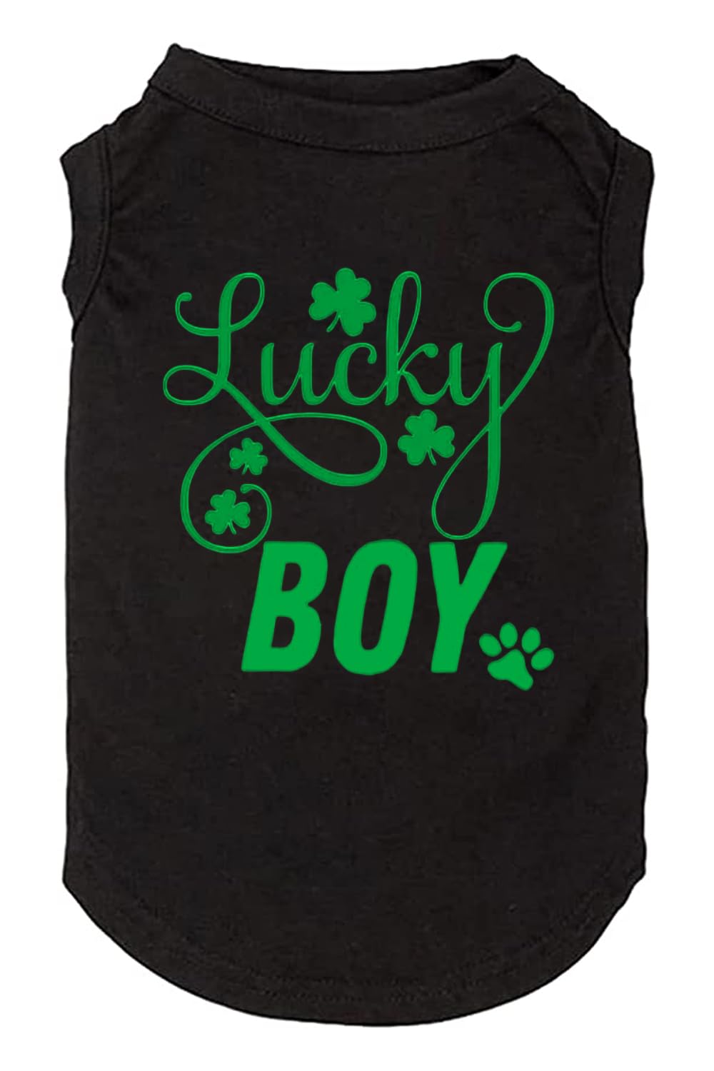 Dog Apparel Lucky Boy Letter Print Clover Shirts For Small Large Dog Vest Puppy Gift St Patrick'S Day Costume(X-Small,Black01)