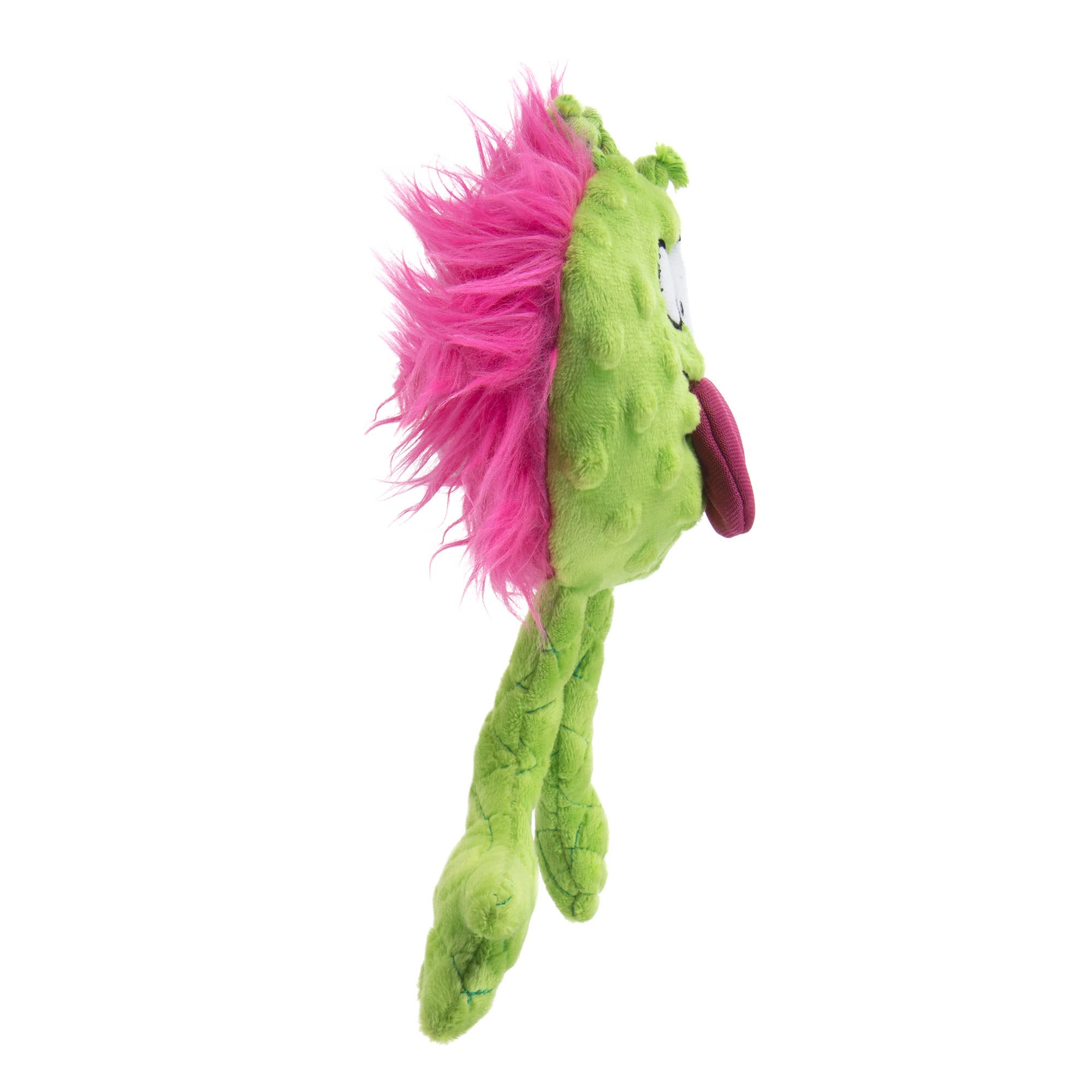 goDog PlayClean Germs Squeaky Plush Dog Toy with Odor-Eliminating Essential Oils, Chew Guard Technology - Lime, Small