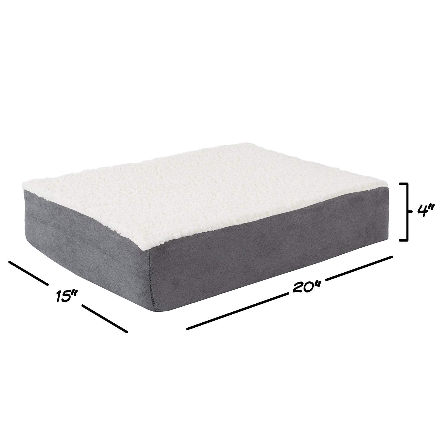 PETMAKER Orthopedic Dog Bed, 2-Layer Memory Foam, Small 20x15, Gray Sherpa Cover, Model 80-PET5088G, for Dogs up to 20