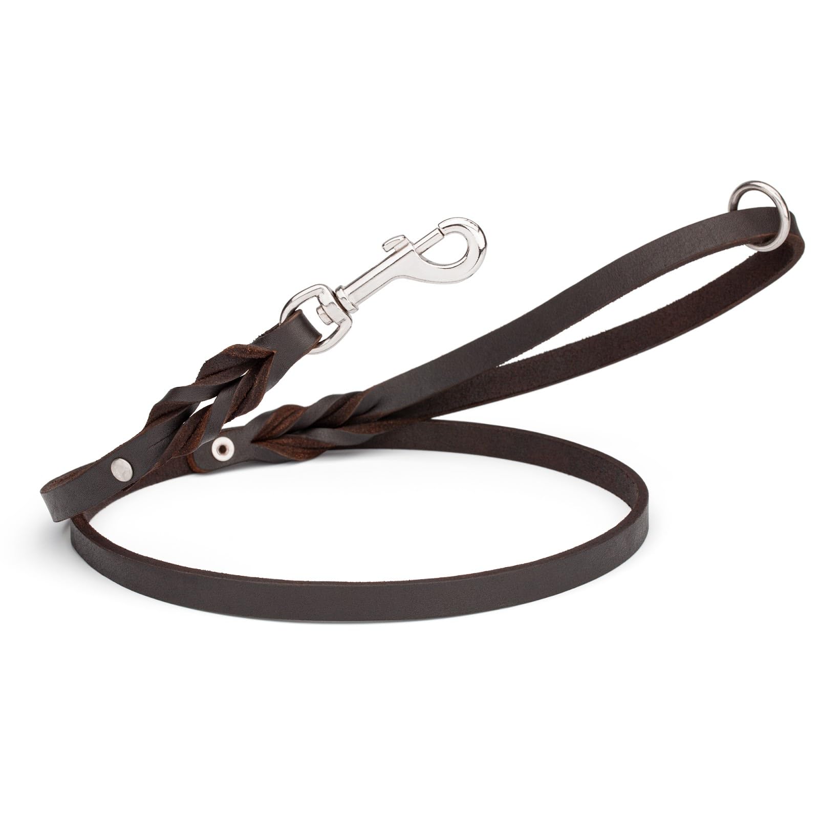 Viper Leather Dog Leash 4Ft, Dog Training Leash With Nickel Plated Hardware, Leather Leash For Dogs Large Medium Small Breeds (W