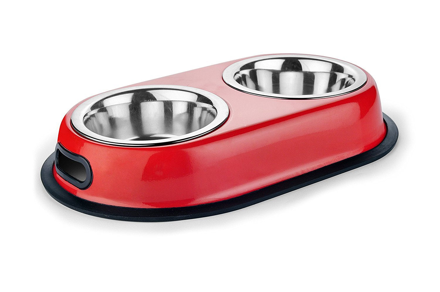 Pet Wholesale Stainless Steel Dog Bowl/Dog Food Bowl/Dog Double Dinner Set  Metallic 1600 Ml  Large (Colour May Vary)