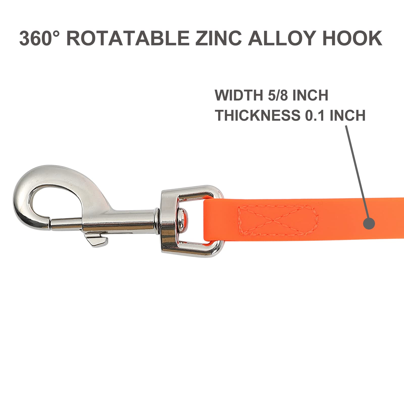 Waterproof Long Leash Durable Dog Recall Training Lead Great For Outdoor Hiking, Training, Yard, Beach And Swimming (Orange, 15F