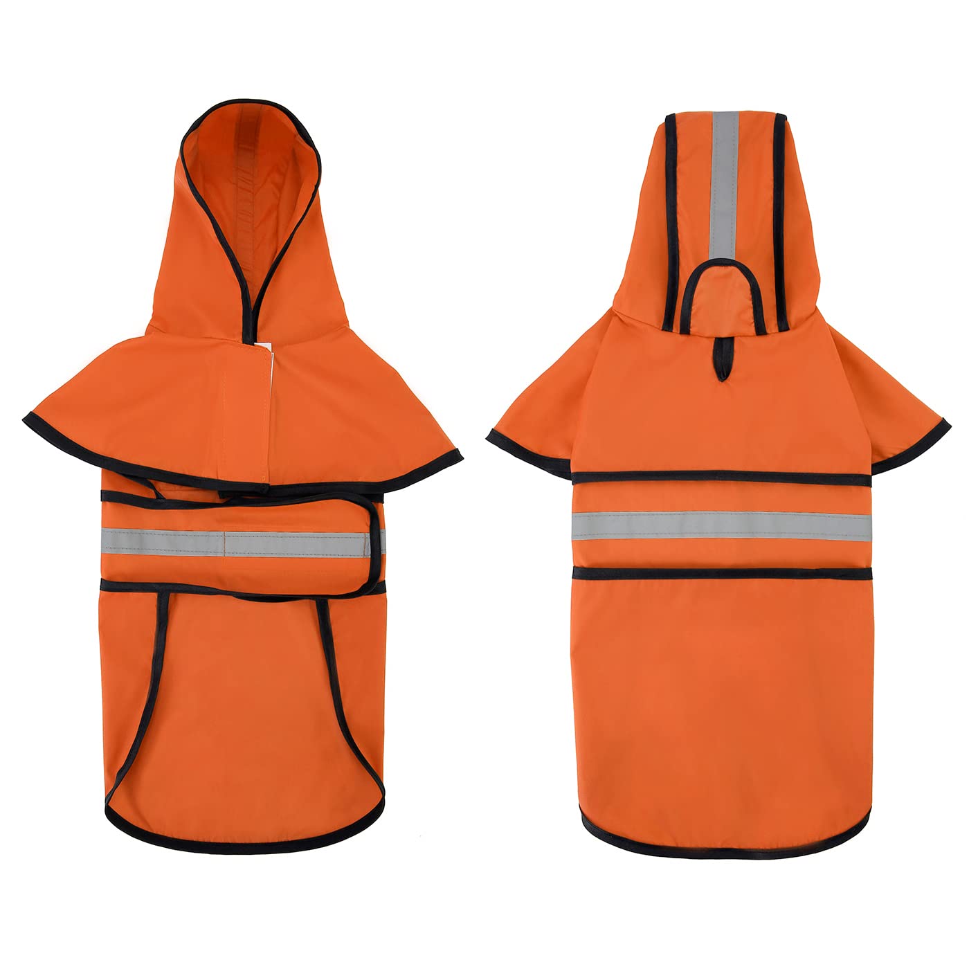 Hde Dog Raincoat Hooded Slicker Poncho For Small To X-Large Dogs And Puppies Safety Orange - Xl