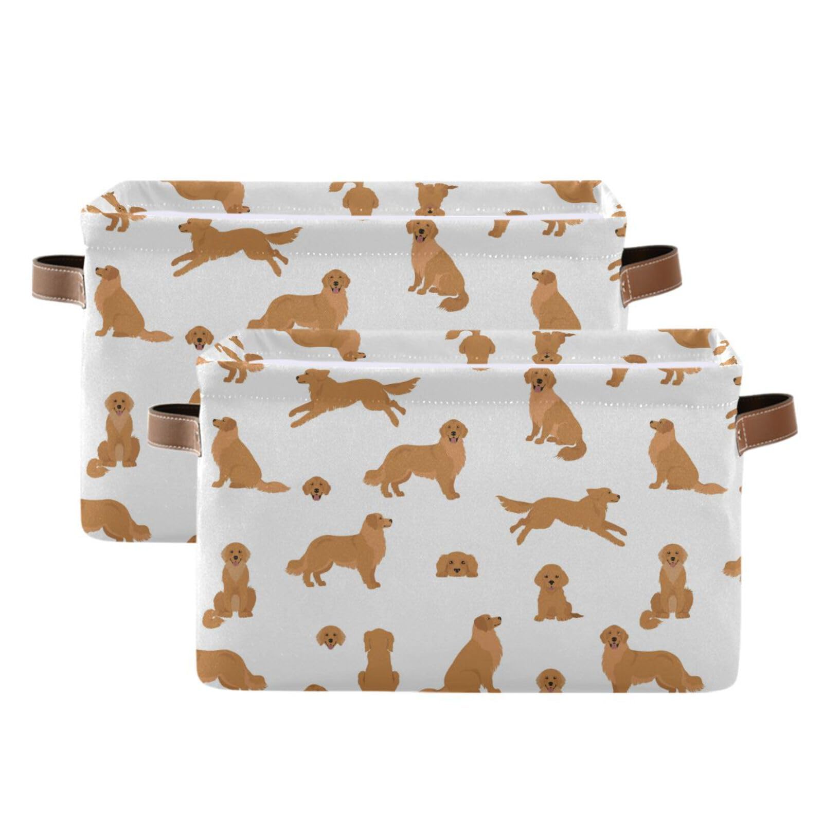 Wamika Golden Retriever Dog Storage Basket Fabric Pet Toys Baskets Cute Puppy Dogs Open Home Storage Bins Boxes Foldable Organiz