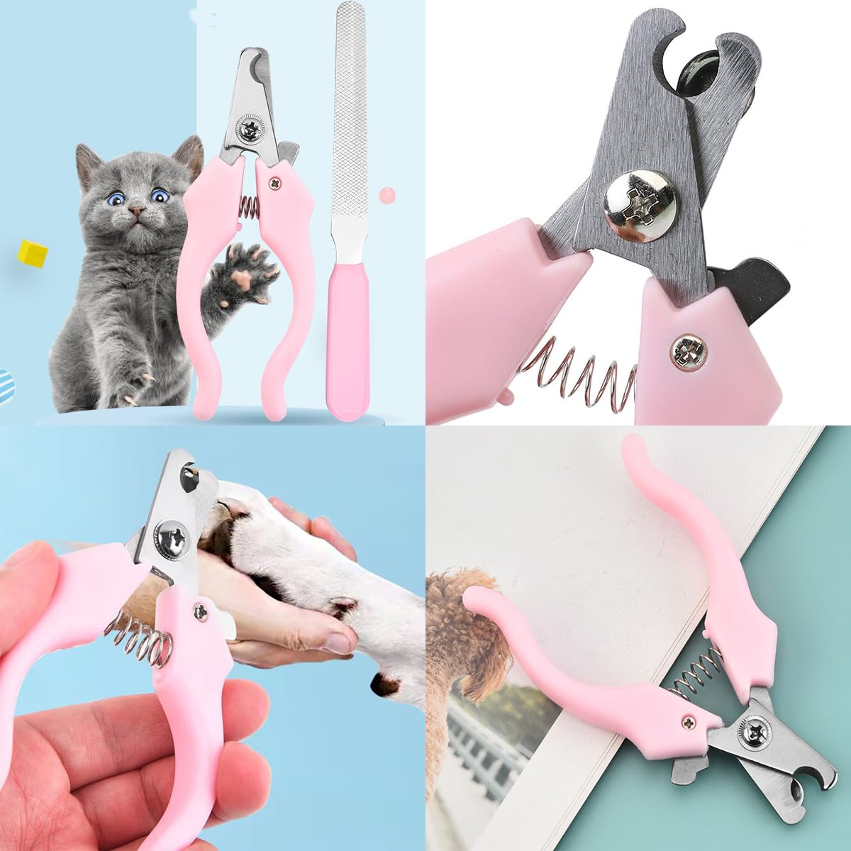 10Pcs Cat & Dog Grooming Kit, Self-Cleaning Brush Removes Loose Hair, Pet Bath Brush, Massage Glove, Nail Clipper, Flea Comb