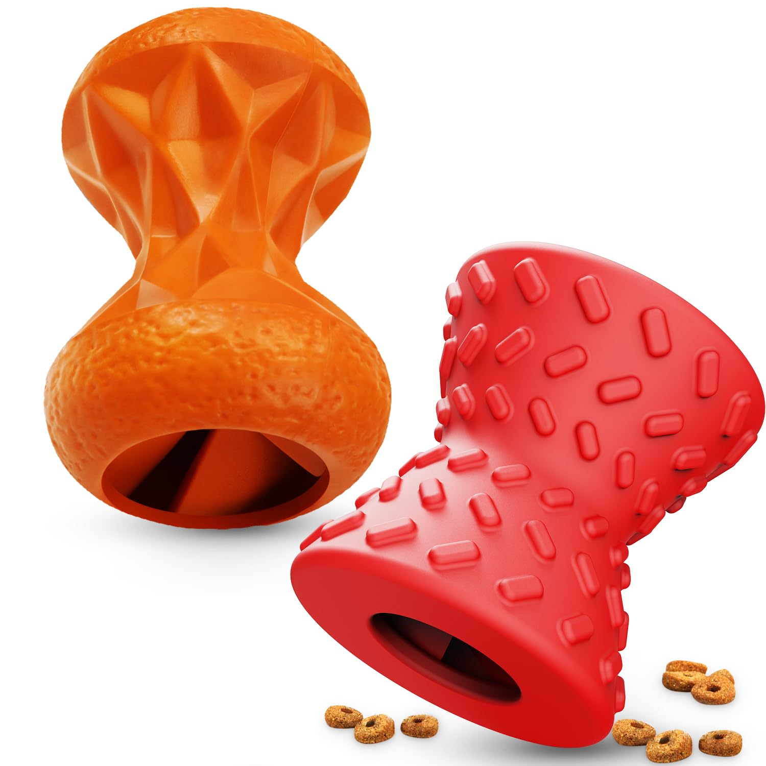 Doudele Dog Toys For Aggressive Chewers, Indestructible Toy For Small Dogs Interactive Toy Dog Chew Toys (Orange + Red)