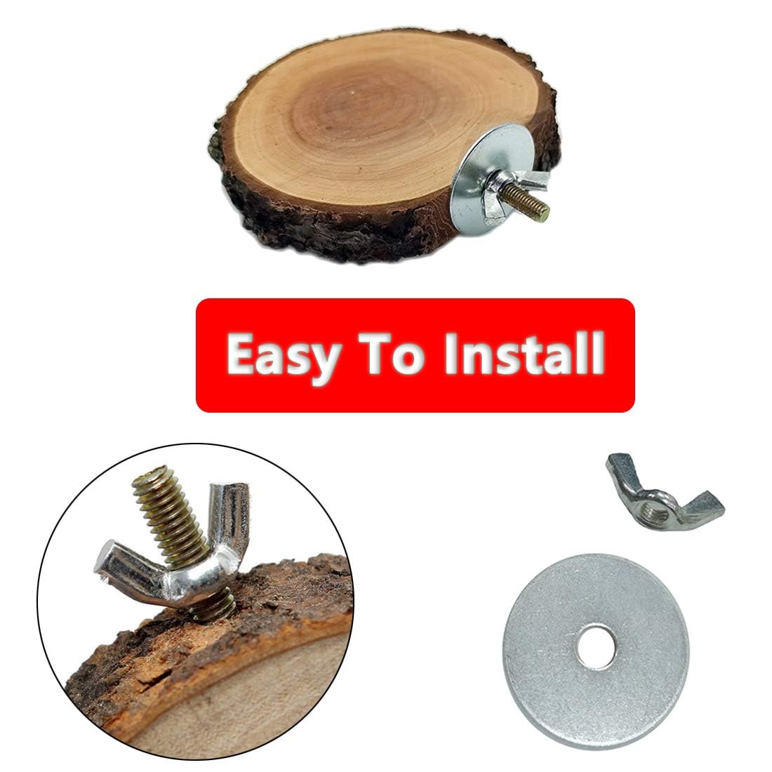 Hamiledyi Perch Platform For Bird Cage,Natural Round Wooden Stand Platform Bird Toy For Canary Parakeet Cockatiel Parrot Budgie