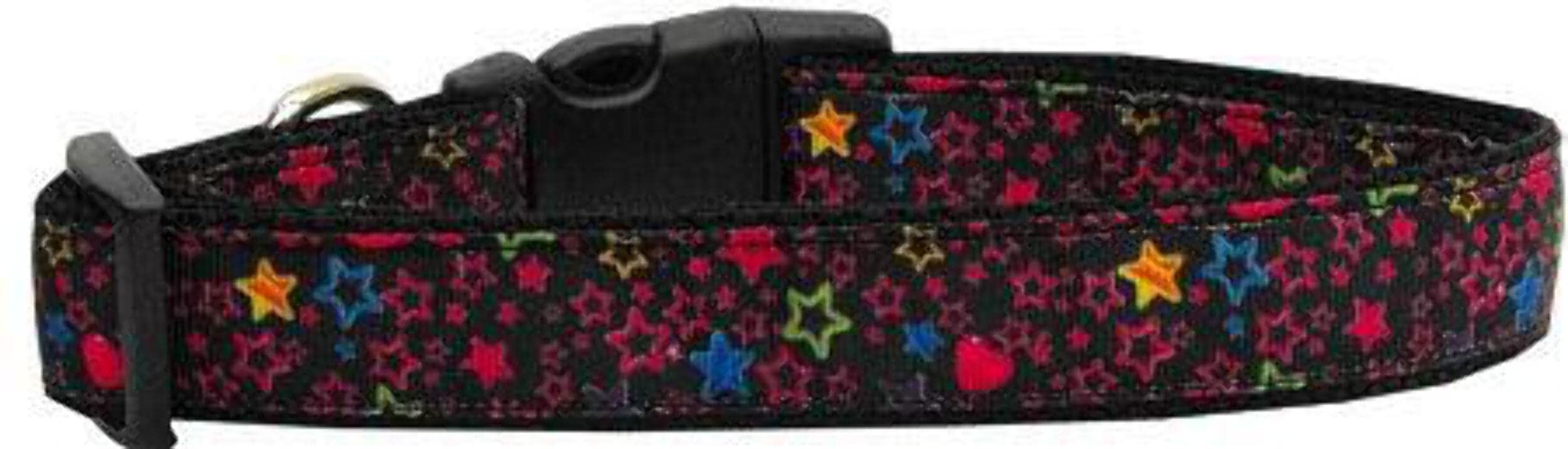 Pet Dog & Cat Nylon Collar or Leash, "Black Star" MD Narrow Collar