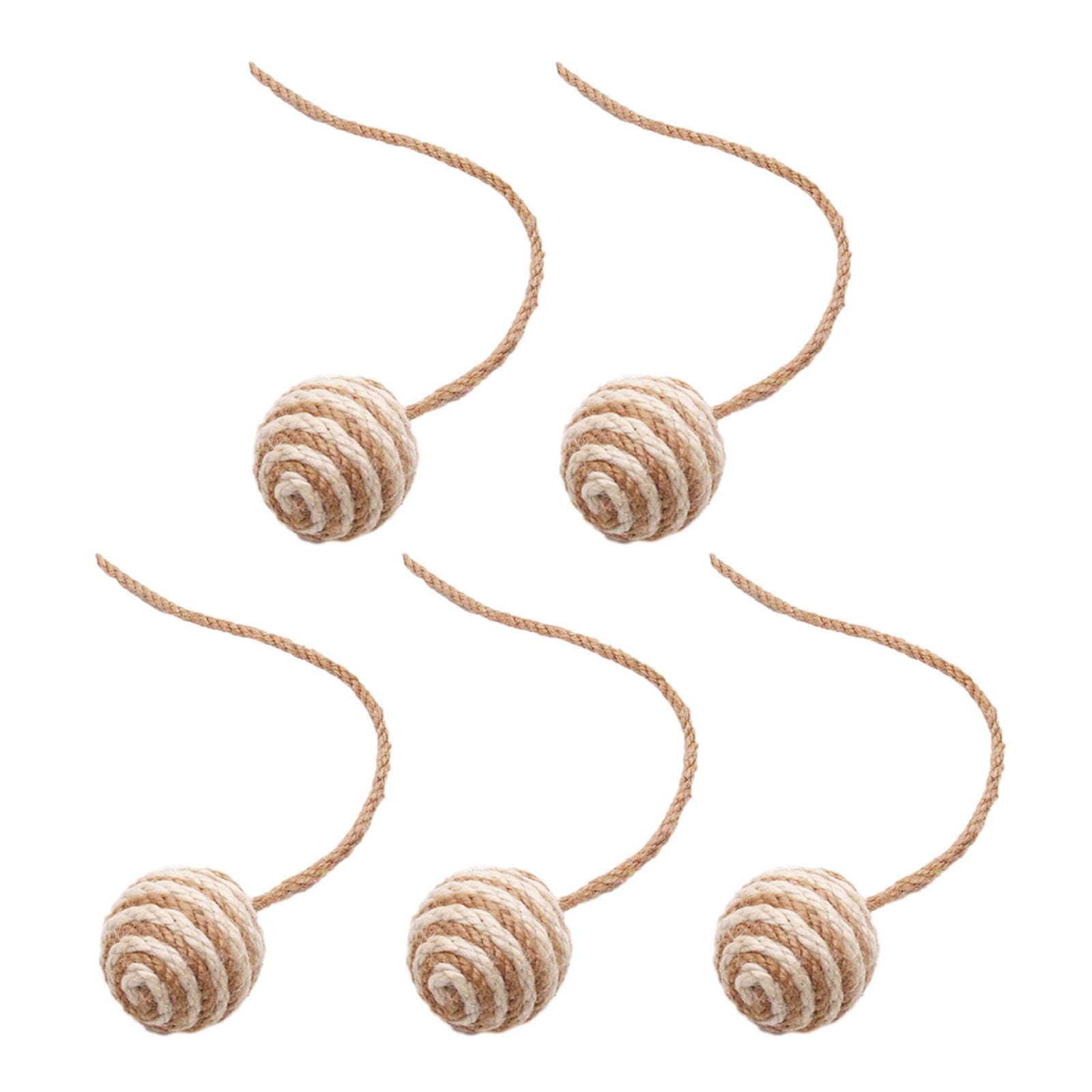 Myaddiction 5 Pieces Cat Toys Sisal Ball Self Play For Small Medium Cats Cat Teaser Toys 4.5Cm White Brown