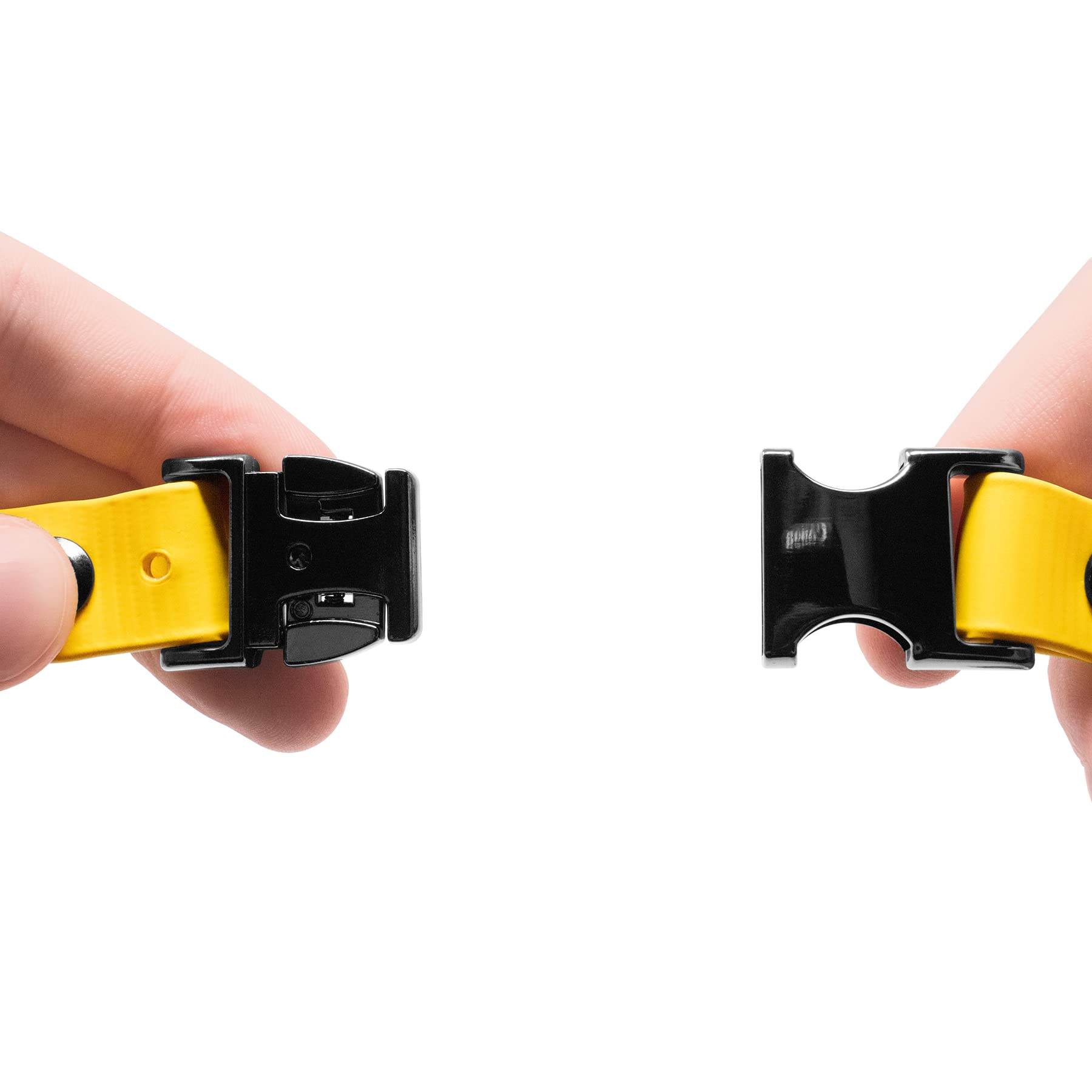 Educator Quick Snap Bungee Dog Collar, Biothane, Waterproof, Odorproof, Easy Connect And Disconnect Clasp And D Ring With Comfort Bungee Loop, Adjustable For Custom Fit, 1-Inch, Yellow