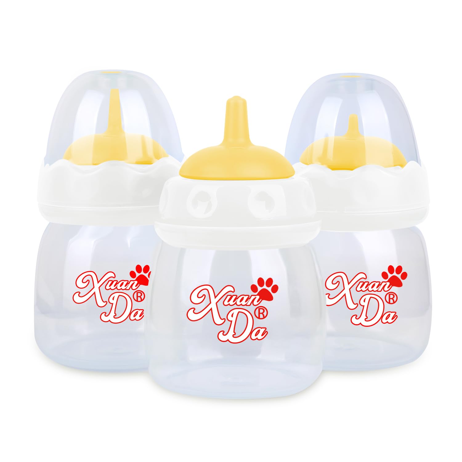 Xuanda Pet Feeding Bottle,3 Pack 60ml Nursing Bottle, 3 Sizes Nipples with Ventilation Valve Resistant Tearing Perfect for Puppi