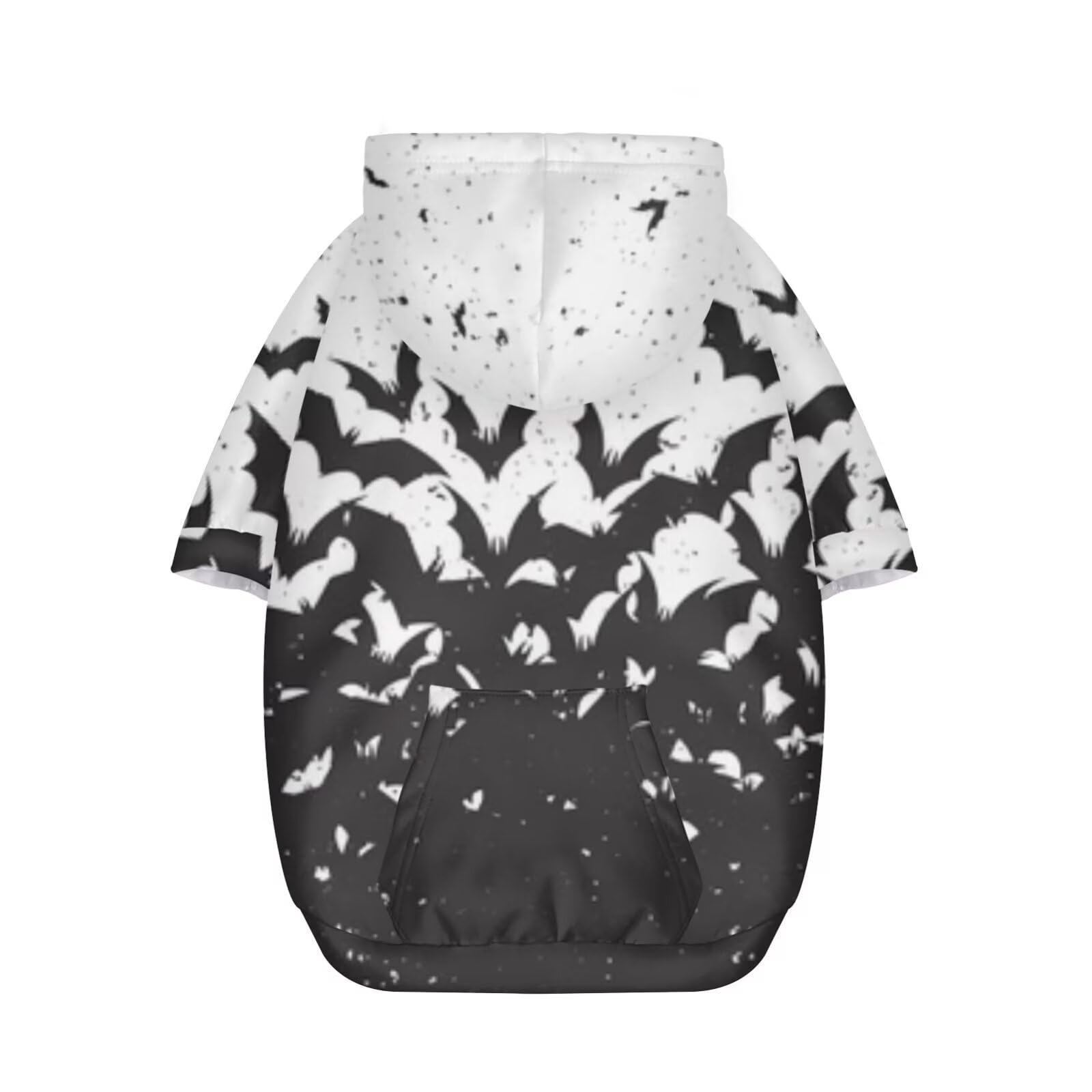 Howilath Dog Halloween Costume, Black & White Splash Bat Dog Hoodie Sweatshirt, Pet Clothing Sweatshirt with Hat for Small Mediu
