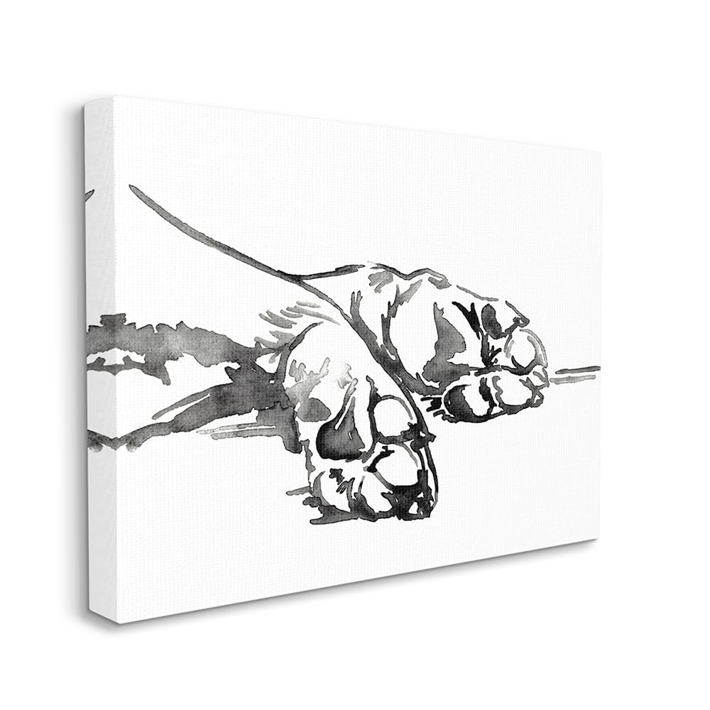 Stupell Industries Pet Animal Paws Minimal Ink Linework, Design by Jennifer Paxton Parker Canvas Wall Art, 16 x 20, White