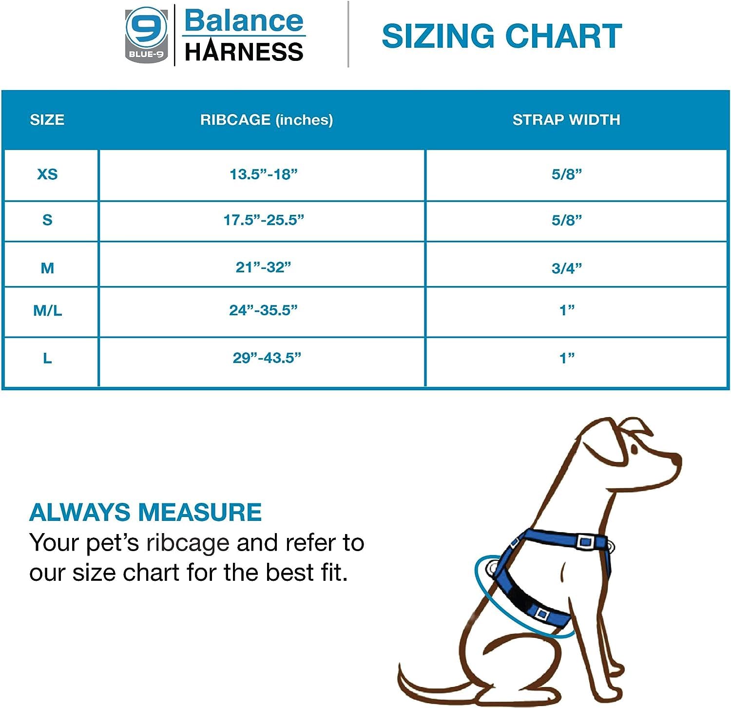 Blue-9 Buckle-Neck Balance Harness, Fully Customizable Fit No-Pull Harness, Ideal For Dog Training And Obedience, Made In The Usa, Blue, Large