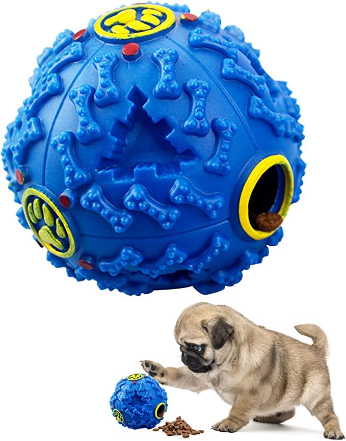 Woofy Dog Treat Balls, Rubber Treat Dispensing Toy For Aggressive Chewers, Interactive Slow Feeder Tough Puzzle Toys Teeth Clean