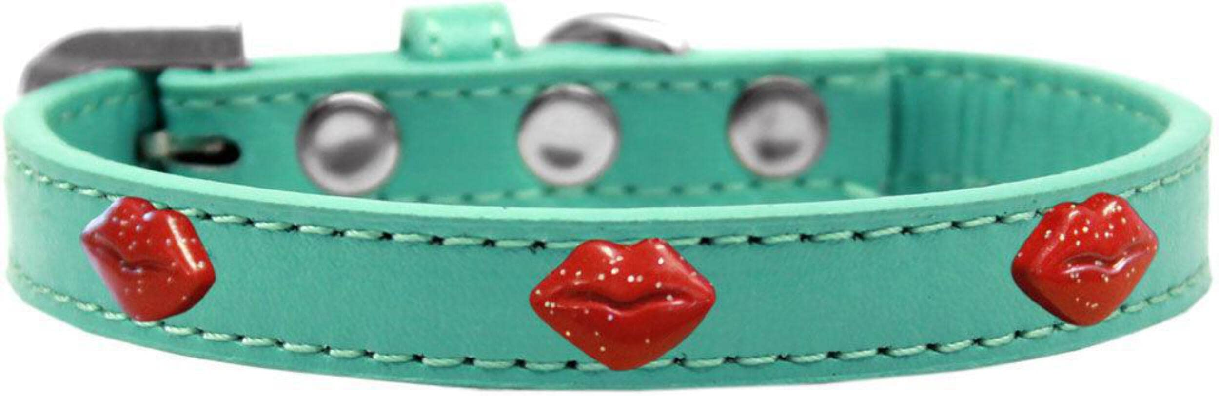 Dog, Puppy & Pet Widget Fashion Collar, Red Glitter Lips Bright Pink 10
