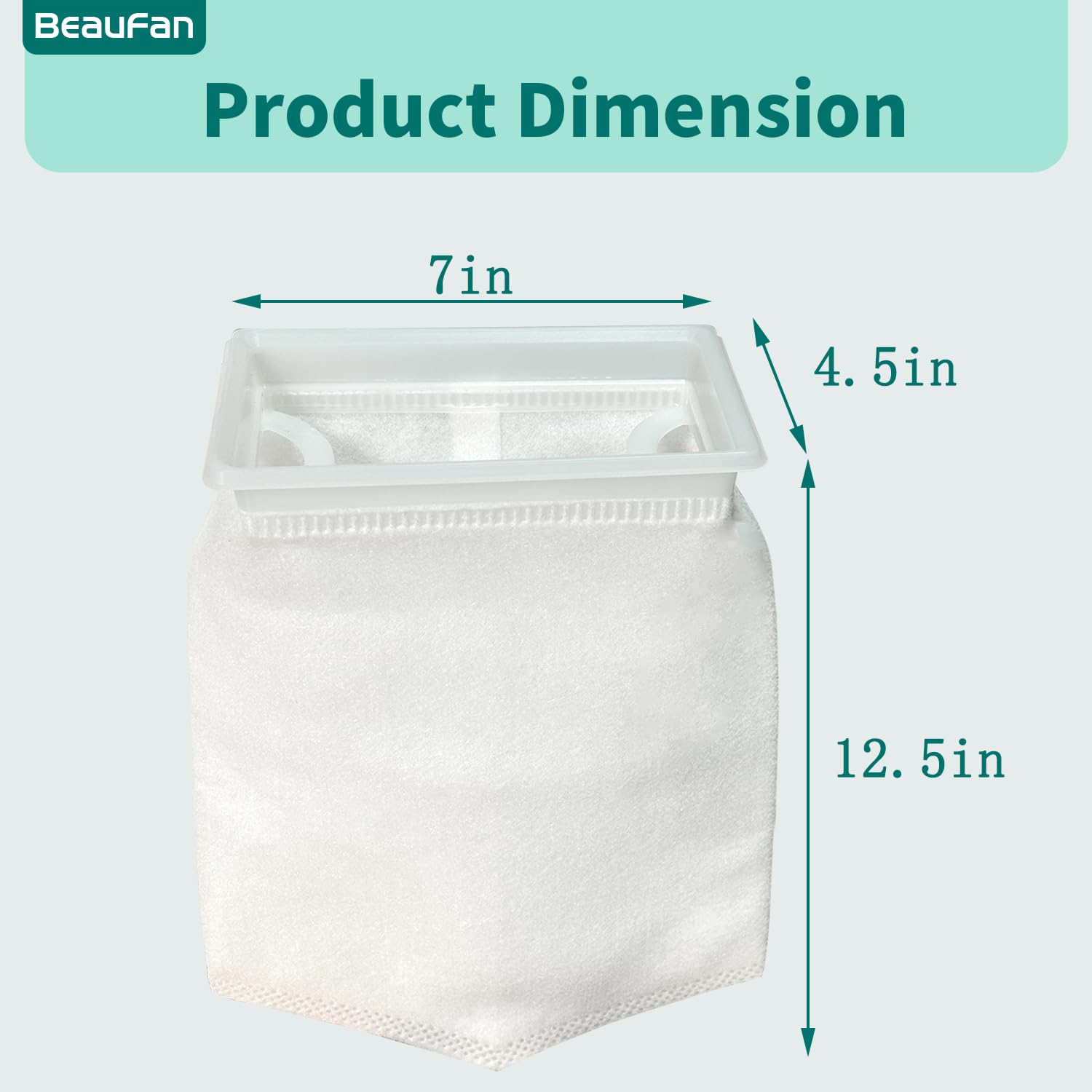 Beaufan 3 Pack Rectangle Filter Sock 200 M 7 X 4.5 Inch Aquarium Filter Bags Aquarium Filter, Rectangle Aquarium Filter Sock, Re