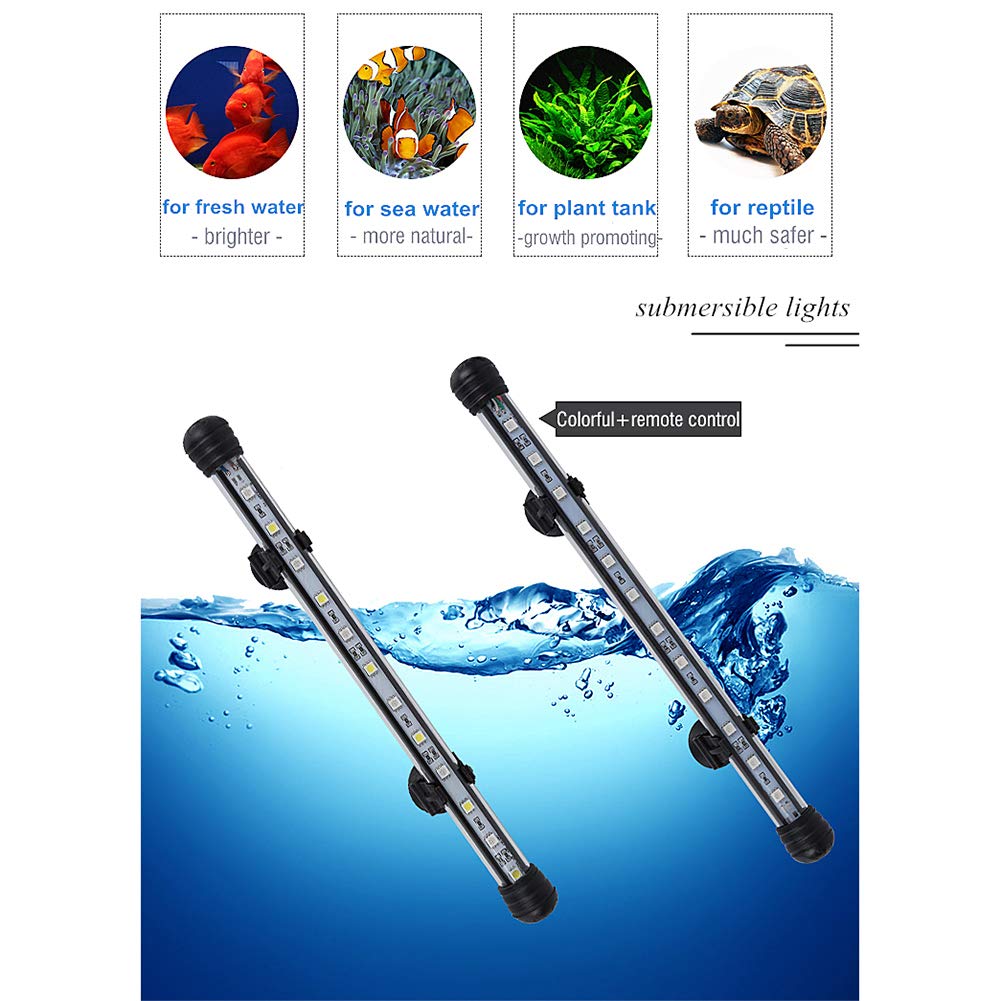 Mq 16 In Submersible Led Aquarium Light, 2.5W Color Changing Fish Tank Light With Remote Control, Ip68 Crystal Glass 18 Leds Lig