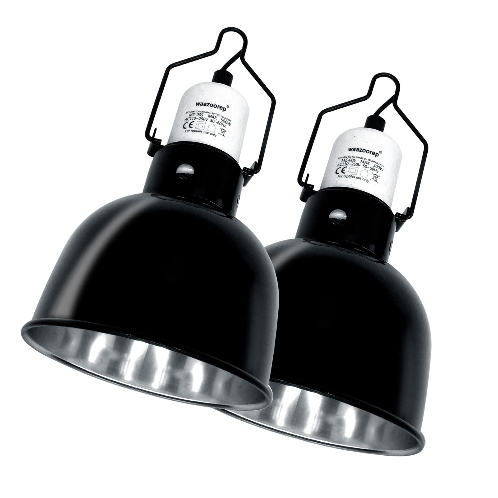 Waazoorep Reptile Light Fixture 2 Pack 5.5 Inch Deep Dome Lamp Fixture,Optical Reflection Reptile Basking Heat Bulb Lampshade Fo
