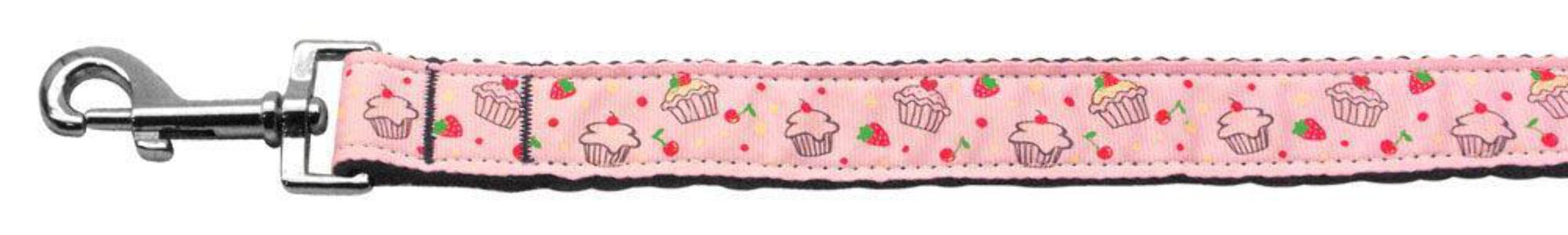 Mirage Pet Products Cupcakes Nylon Ribbon Leash for Pets, 3/8-Inch by 4-Feet, Light Pink