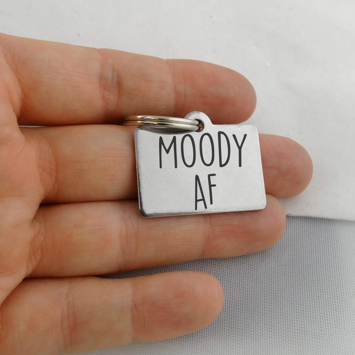 Moody Af Personalized Pet Id Tag - 32Mm X 22Mm Double Sided Laser Engraved For Dog Or Cat