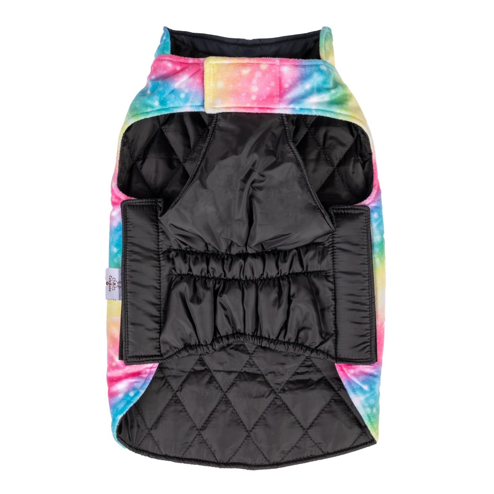 CuteBone Reversible Dog Jacket - Windproof & Waterproof, Medium Size, Rainbow Color, Durable Nylon & Fleece for All Dogs