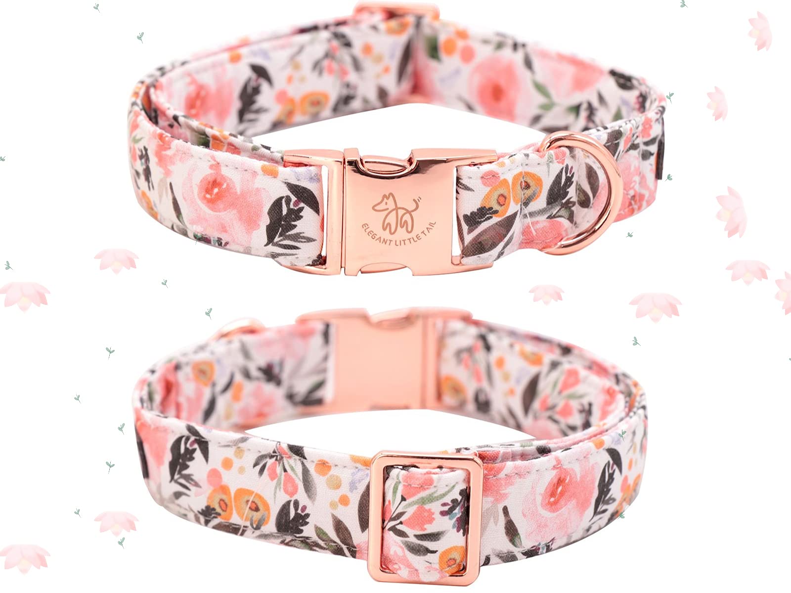 Elegant Little Tail Floral Girl Dog Collar For Female Dogs, Pet Collar Adjustable Dog Collars With Flower Gift For Medium Dogs