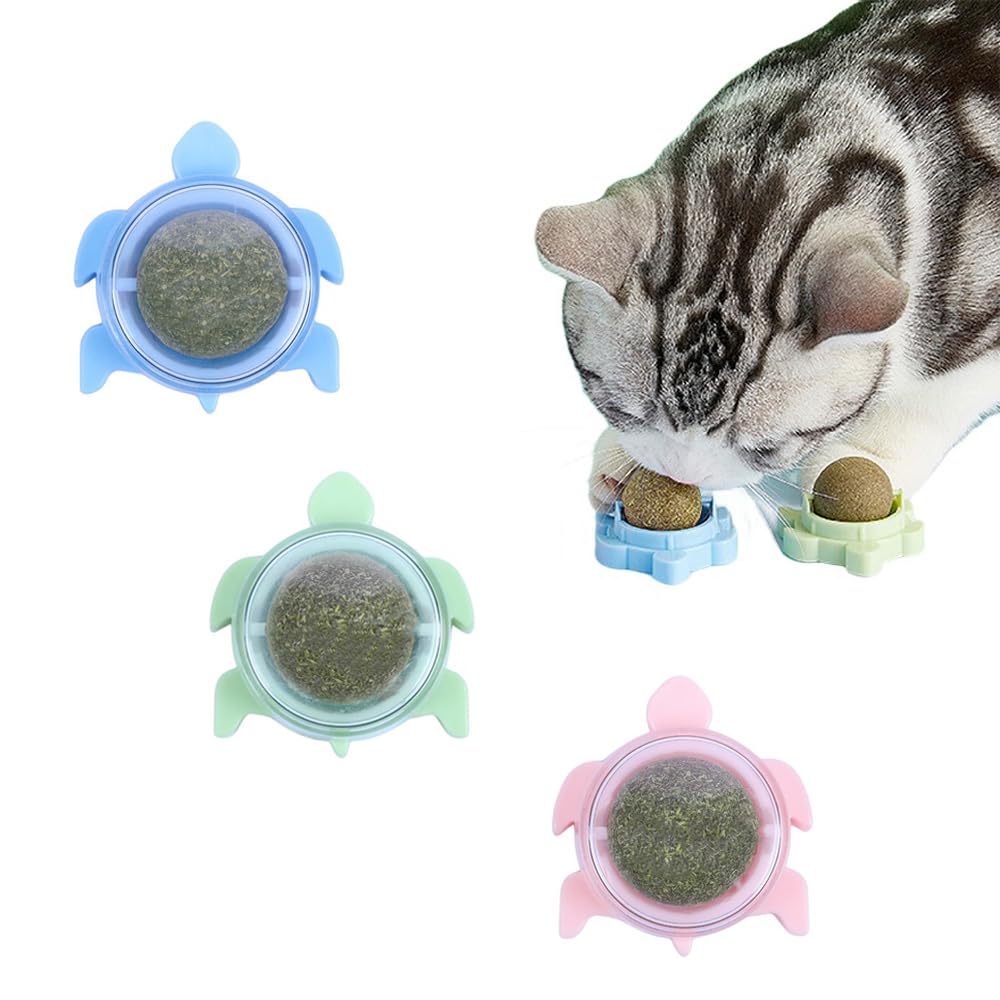 Sichumaria Catnip Wall Toys,Catnip Balls Teeth Cleaning Cat Bite Toy,Edible Cat Licking Toy, Cat Chew Toy, Teeth Cleaning Cat Bi