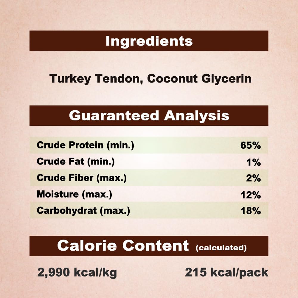 Afreschi Natural Turkey Tendon Bone (L) 10 Units/Box, Dog Treats for Signature Series, All Natural Human Grade Puppy Chew, Turke
