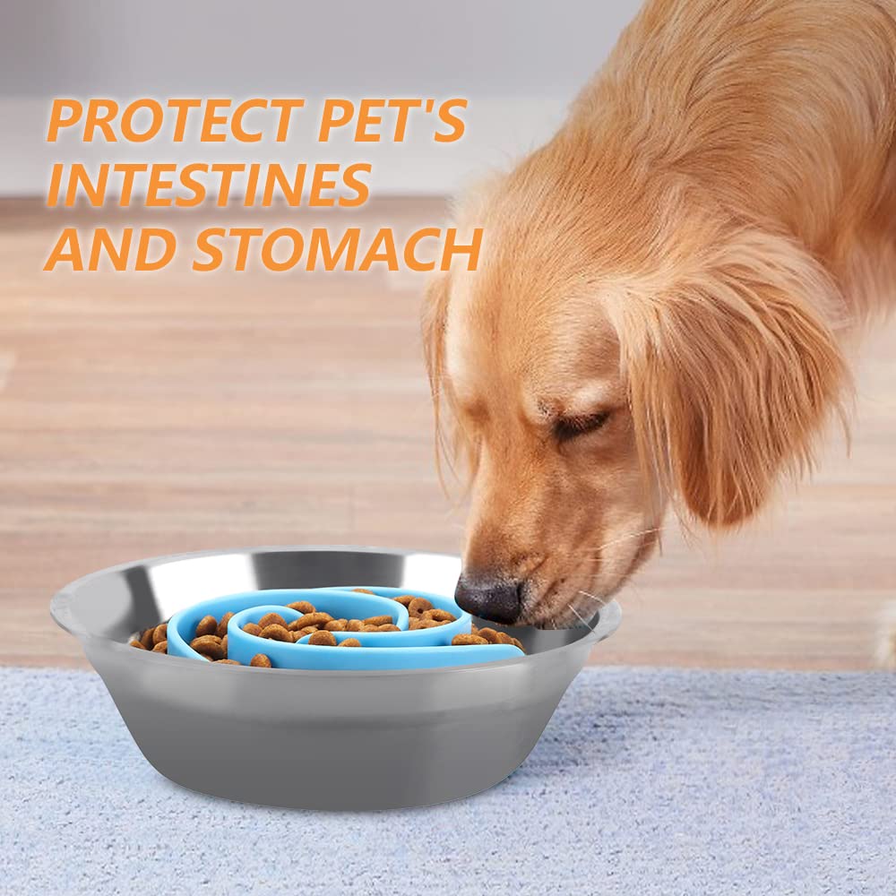 Slow Feeder Dog Bowls Insert, Animire Soft Silicone Slow Eating Dog Food Bowl for Small, Medium and Large Dogs, Compatible with