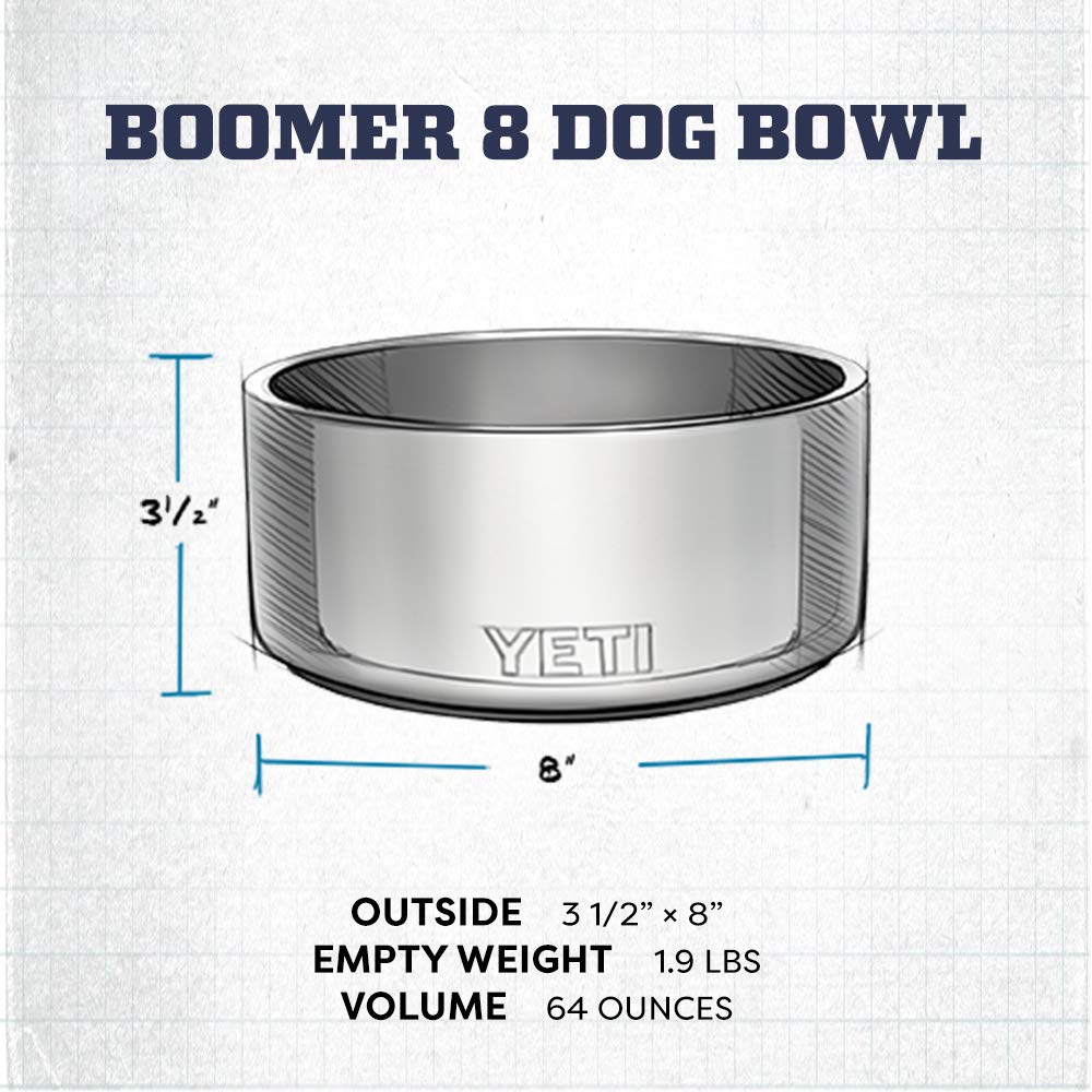 YETI Boomer 8, Stainless Steel, Non-Slip Dog Bowl, Holds 64 Ounces, Black