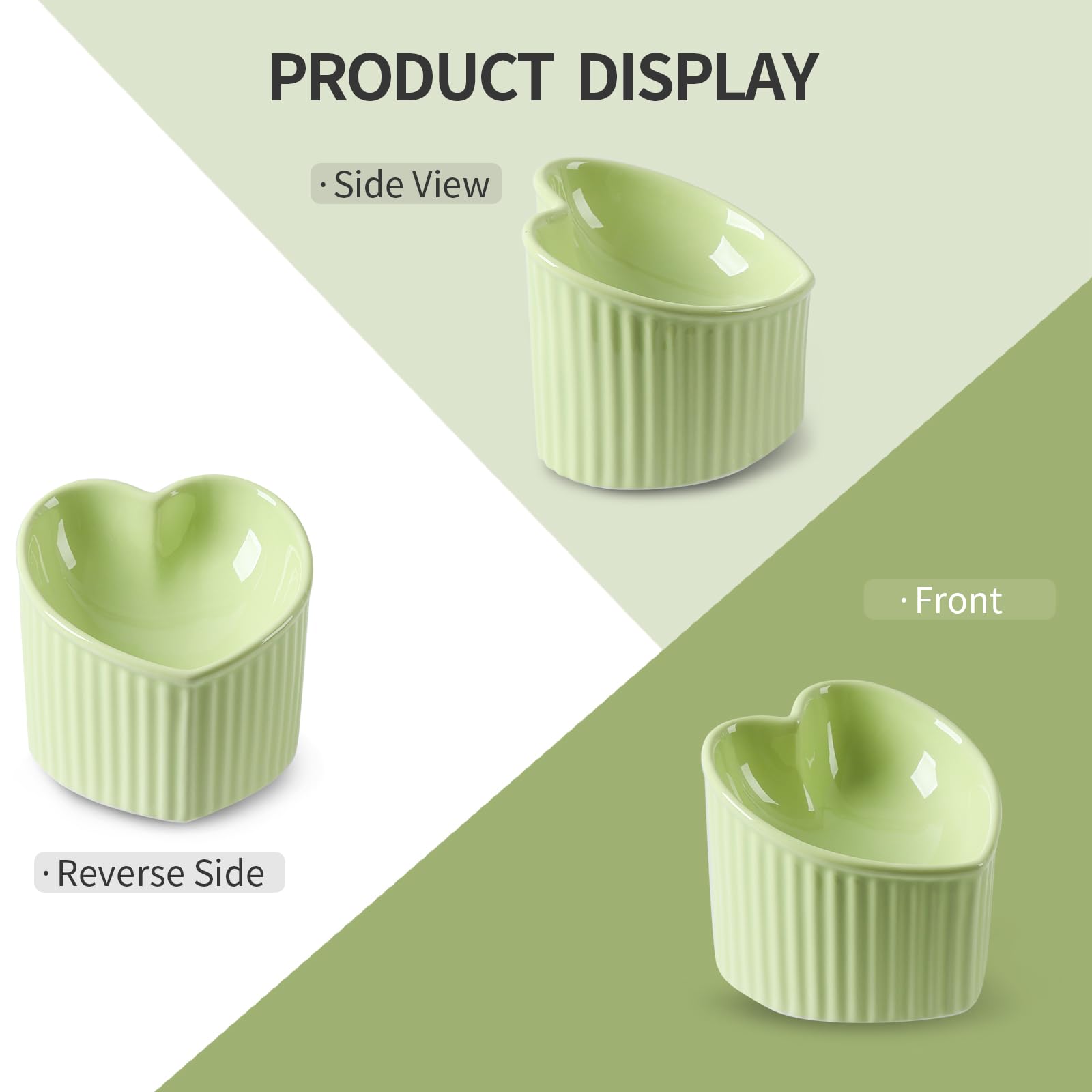 Raised Tilted Cat Food Bowls, Elevated Ceramic Cat Bowls, Love Heart Shape, Slanted Pet Feeding Dishes, Stress Free Feeder Bowl