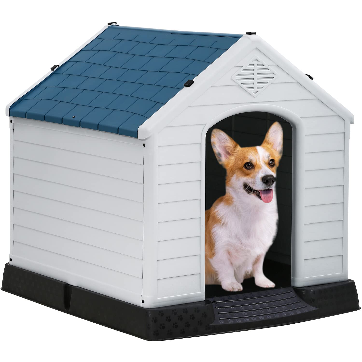 Bestpet 28Inch Dog House Indoor Outdoor Insulated Kennel Durable Plastic Dog House For Small Medium Large Dogs Weather & Water Resistant Pet Crate With Air Vents And Elevated Floor,Blue