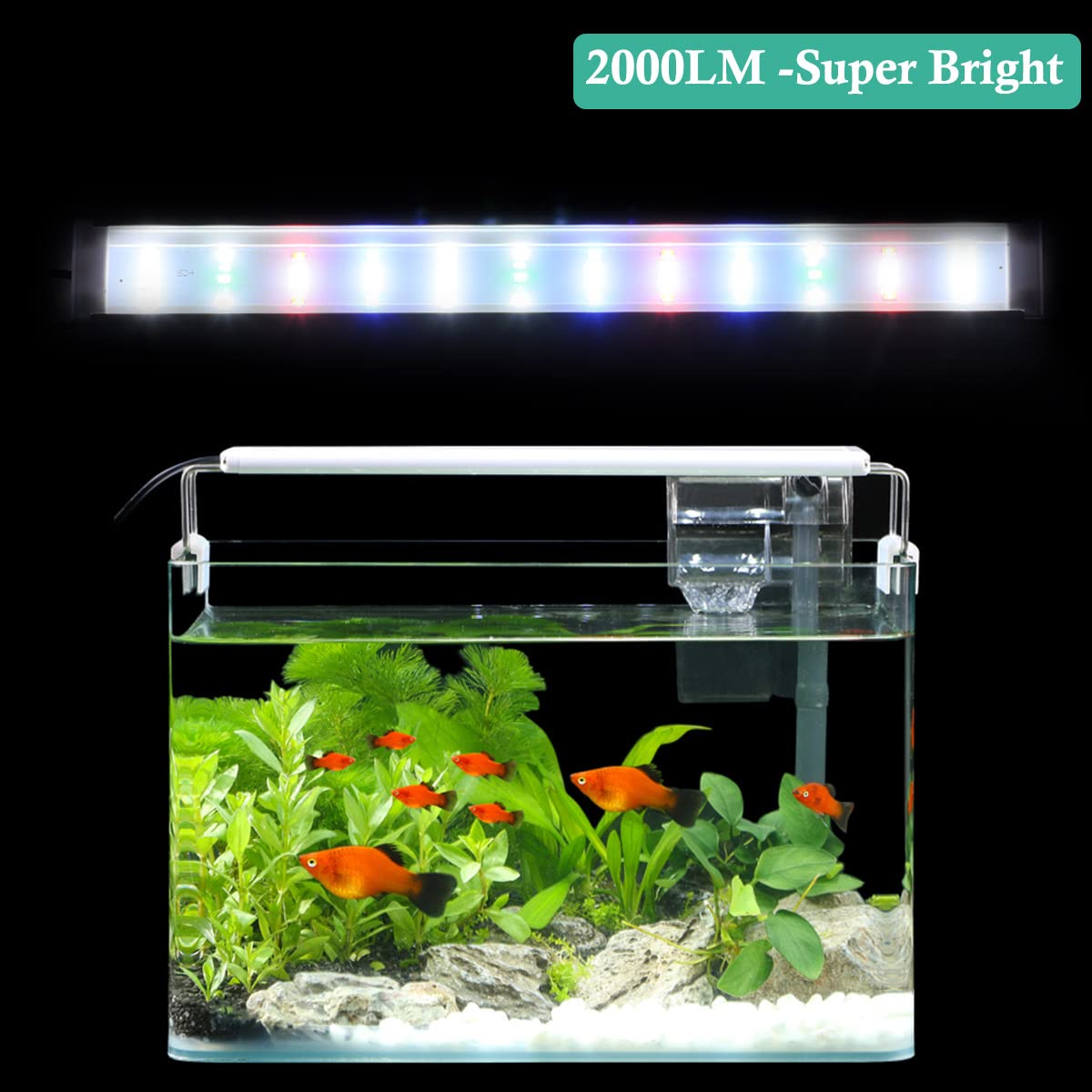 Hitop Full Spectrum Led Aquarium Light - 16-24” Classic Fish Tank Light With Timer, Aquarium Plant Light With Stable Extendable Brackets (16-24In)