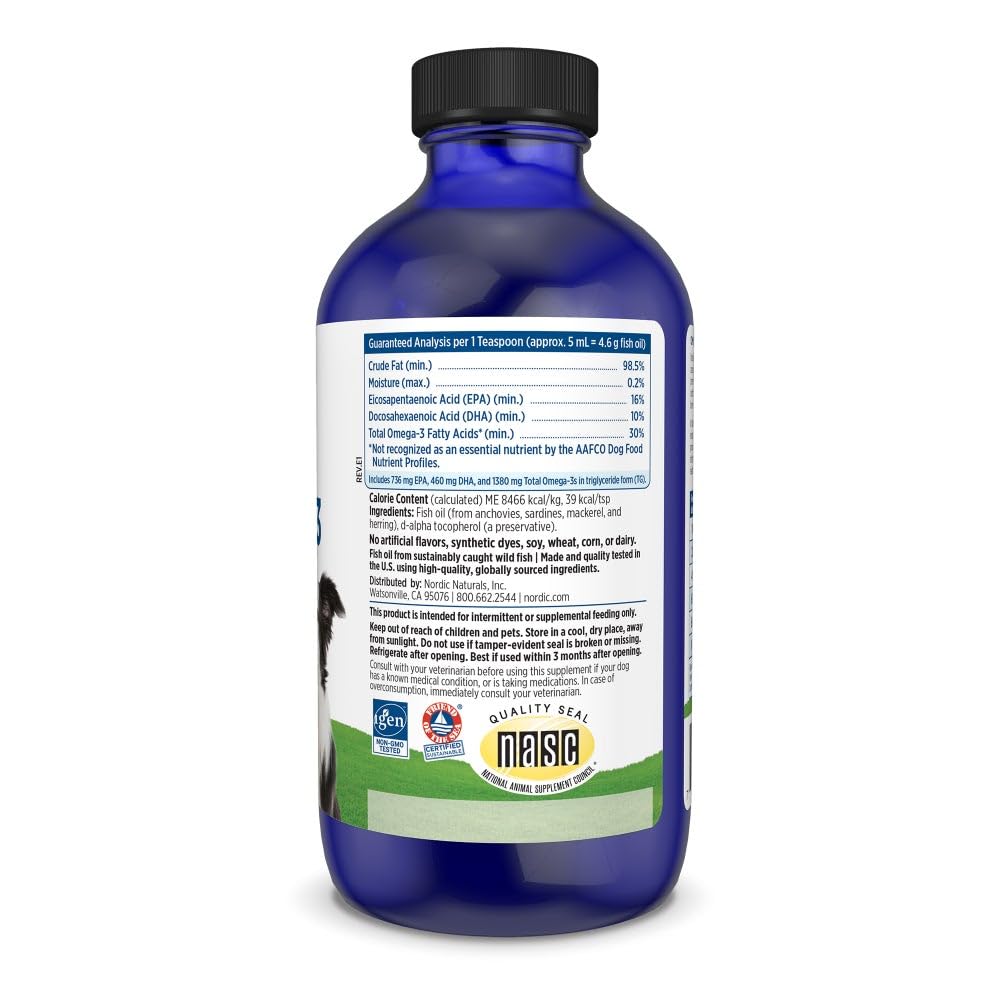 Nordic Naturals Omega-3 Pet, Unflavored - 8 oz - 1518 mg Omega-3 Per Teaspoon - Fish Oil for Medium to Large Dogs with EPA & DHA