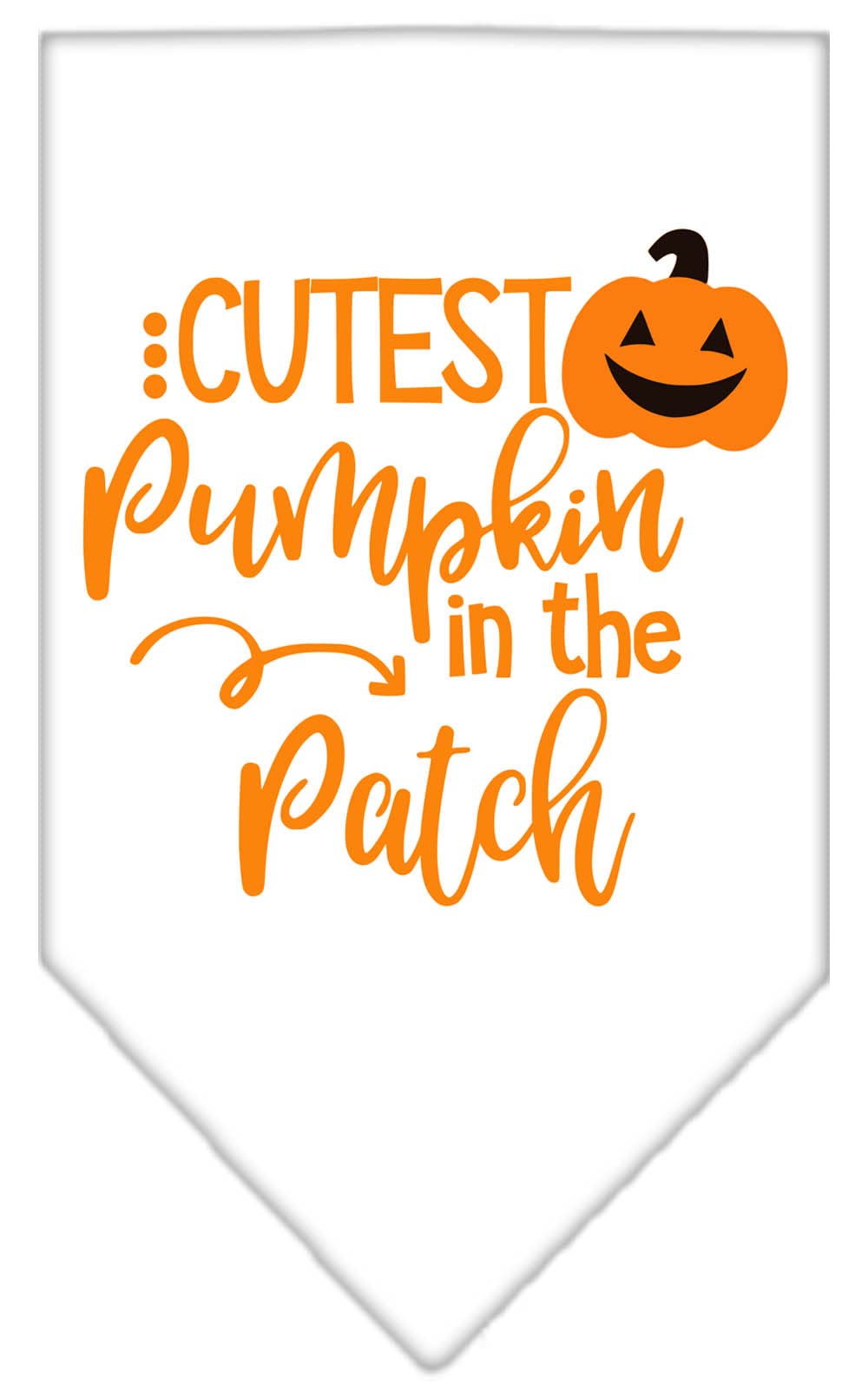 Halloween Pet and Dog Bandana Screen Printed, "Cutest Pumpkin In The Patch" White Large