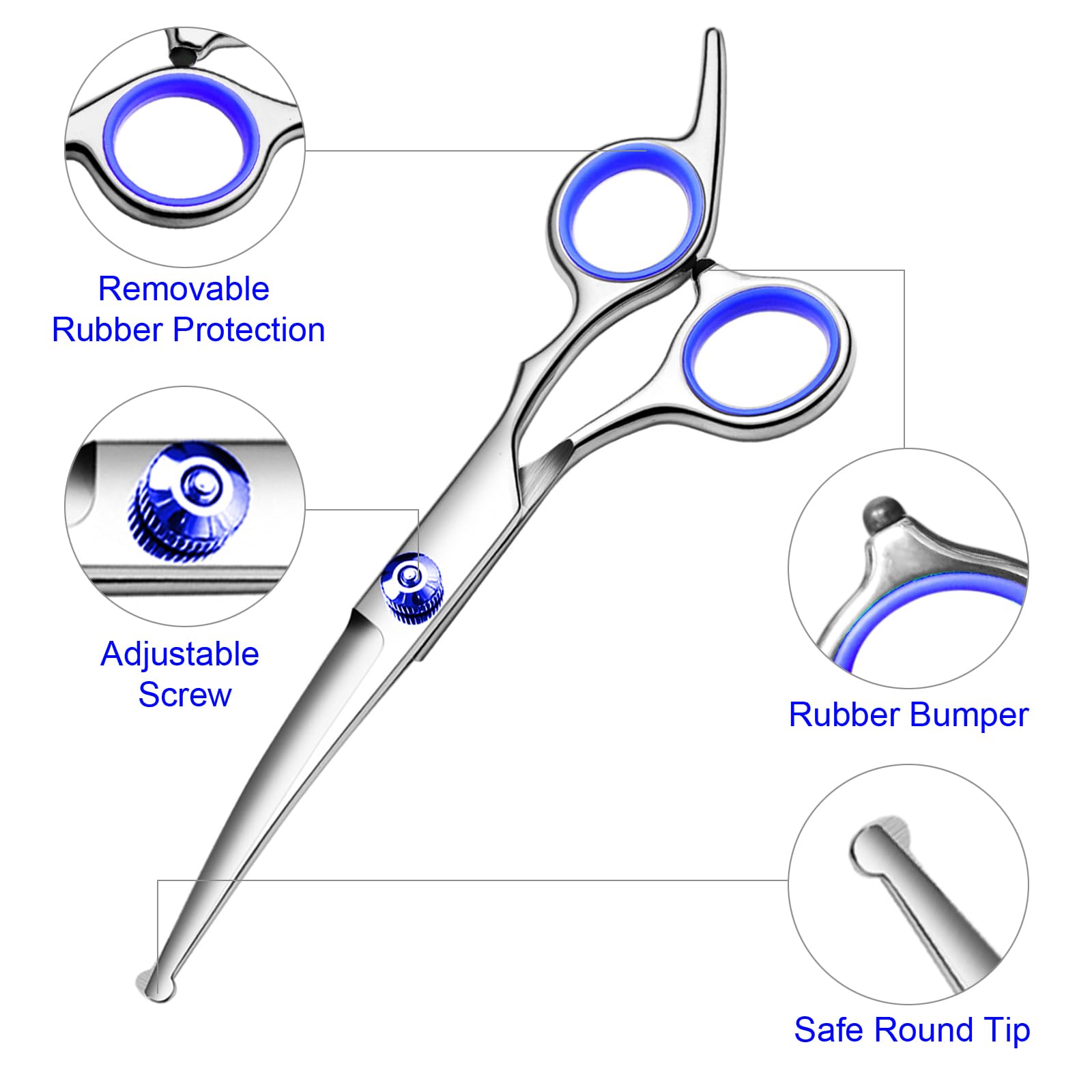 Faigeo Professional Dog Grooming Scissors Kit, Titanium Coated Dog Scissors For Grooming, Grooming Shears Kit - Straight,Thinnin