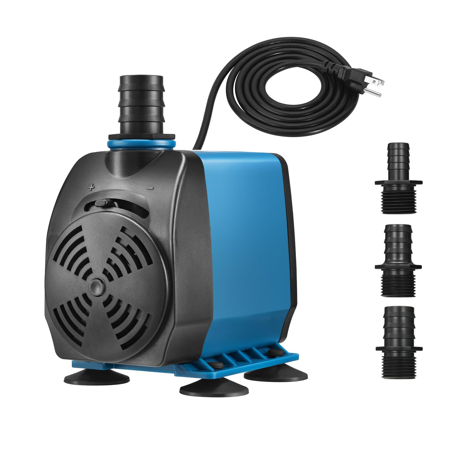 TONGCHANT 800GPH Adjustable Flow Water Fountain Pump Outdoor with 3 Nozzles (1/2, 5/8, 3/4), 60W Ultra-Quiet Fish Tank Pump, 10f