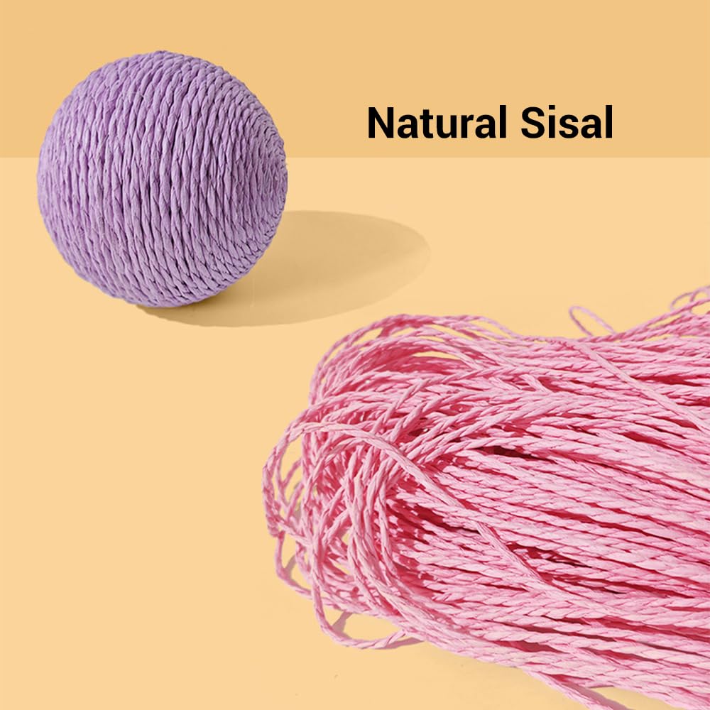 Extra Large 4-Inch Sisal Cat Ball Toy (Yellow)