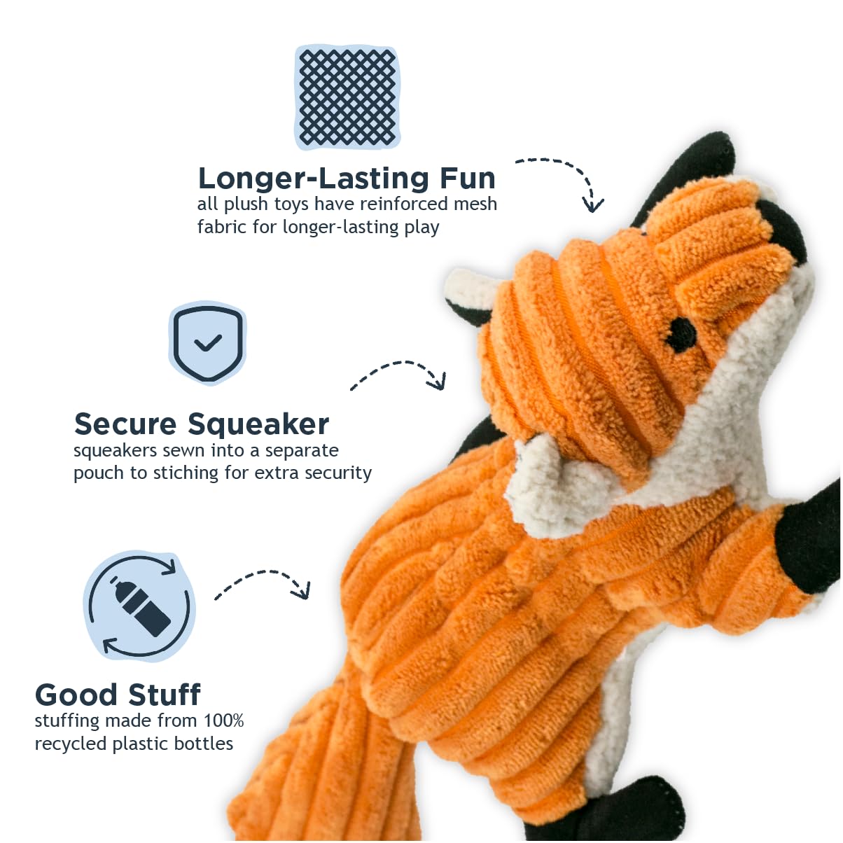 Tall Tails Fox With Squeaker Toy For Dogs