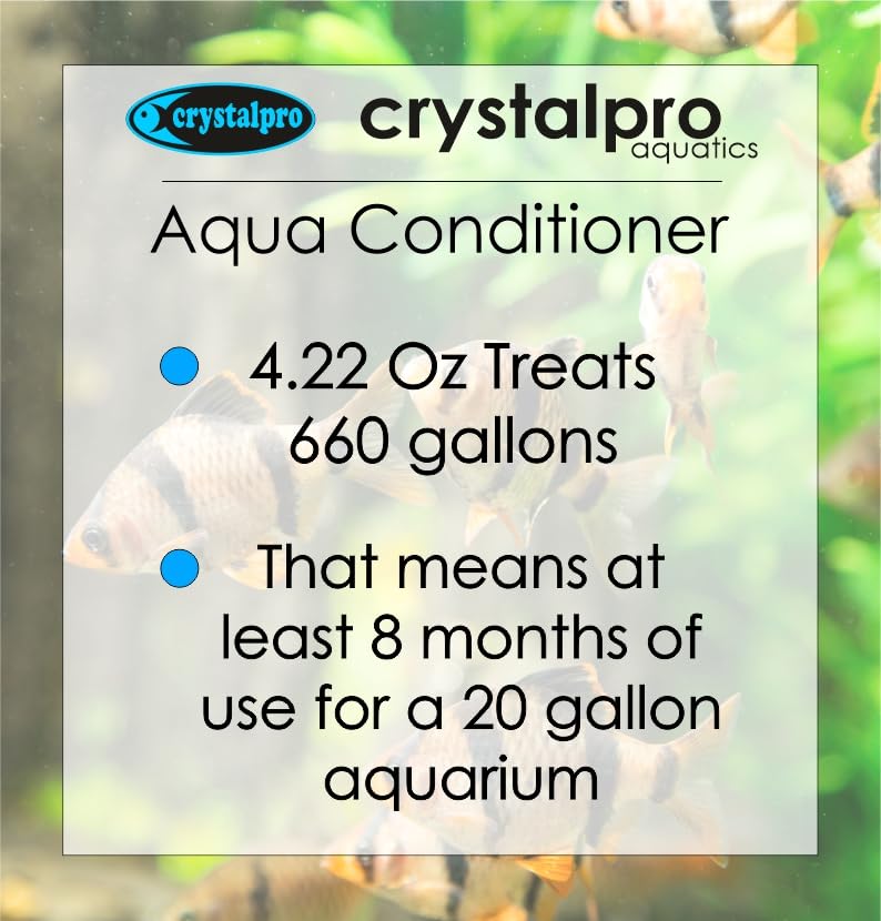 Aqua Conditioner 4.22 Oz - Treats 1320 Gallons Neutralizes Chlorine and Ammonia in Tap Water - with Additional Minerals - for Al