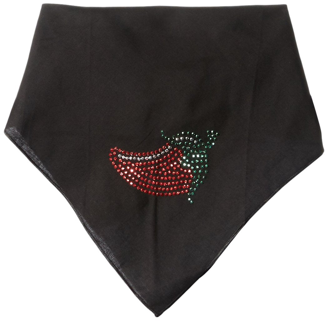 Mirage Pet Products Chili Pepper Rhinestone Bandana, Large, Black