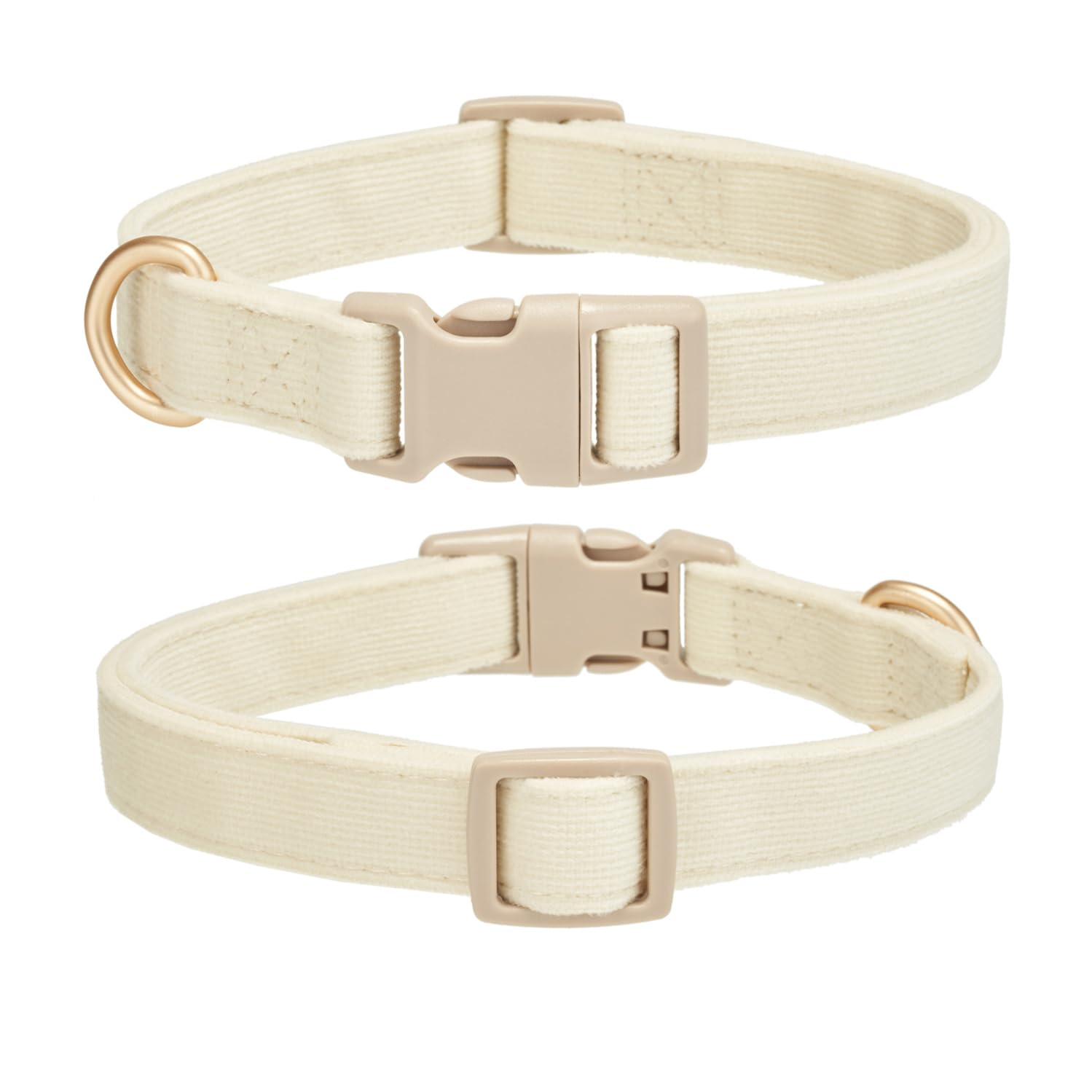 Yudote Soft Cotton Dog Collar Adjustable Corduroy Dog Collars For Small Medium Large Dogs(White,Medium)