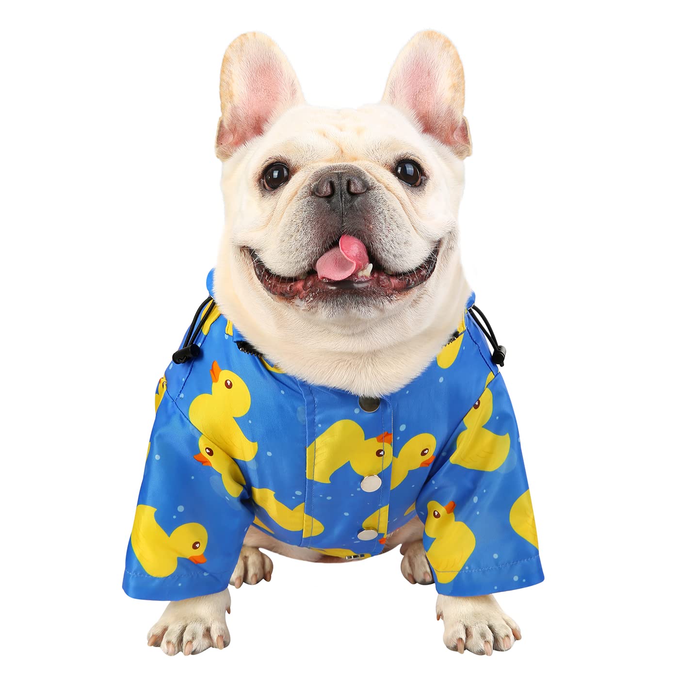 Hde Dog Raincoat Double Layer Zip Rain Jacket With Hood For Small To Large Dogs Ducks Blue - S