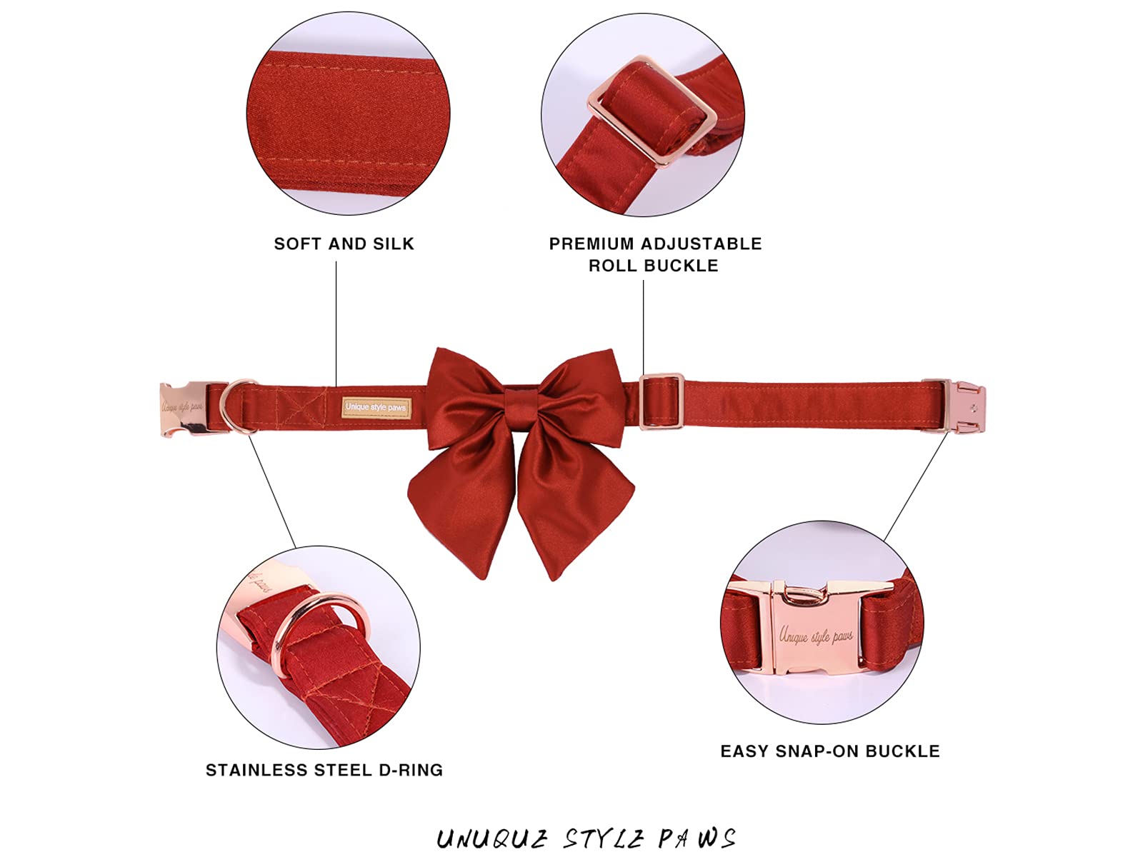 Unique Style Paws Silk Halloween Dog Collar Adjustable Durable Dog Collar With Bow Holiday Bowtie Collar For X-Small Puppy And Cats