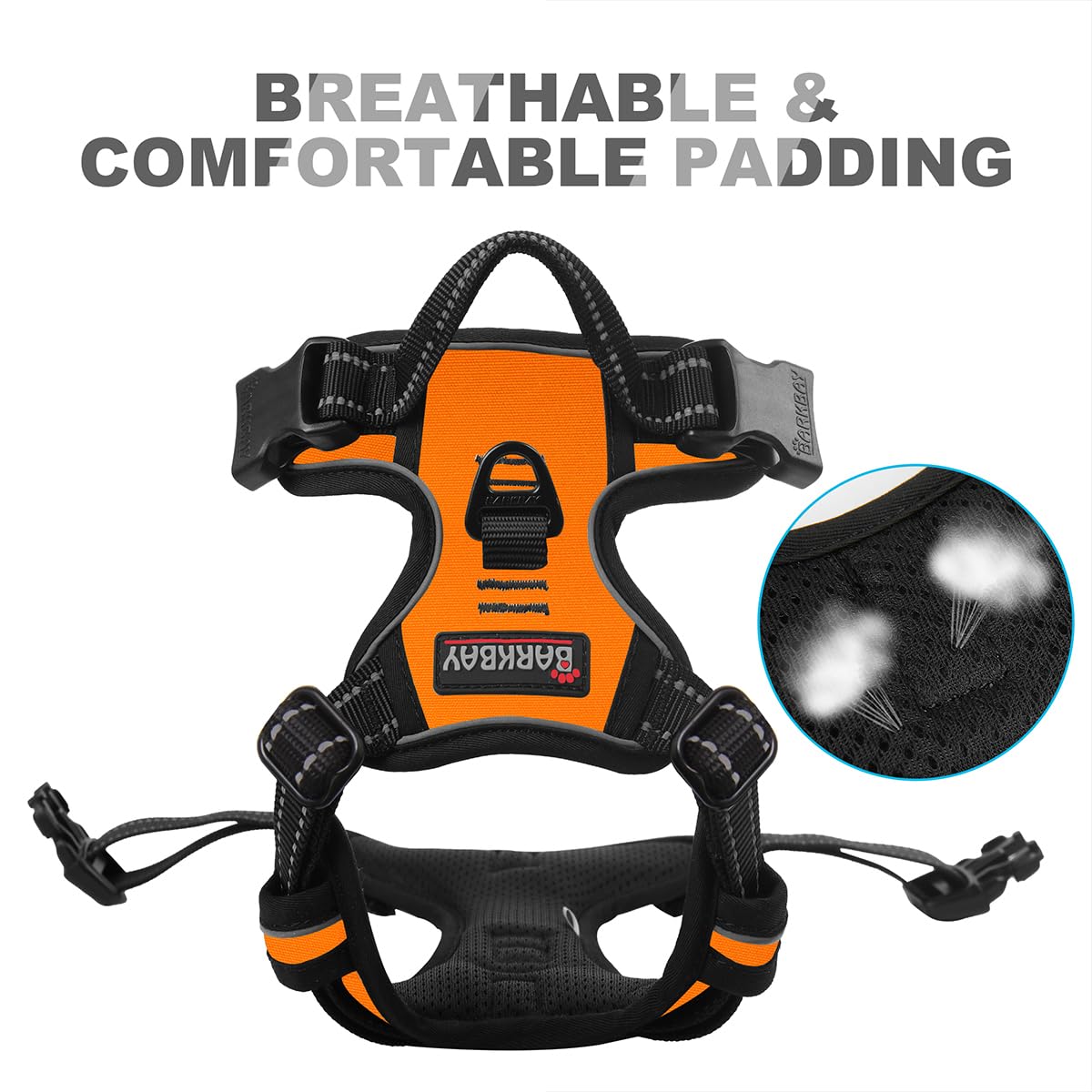 BARKBAY No Pull Dog Harness Front Clip Heavy Duty Reflective Easy Control Handle for Large Dog Walking(Orange,XS)