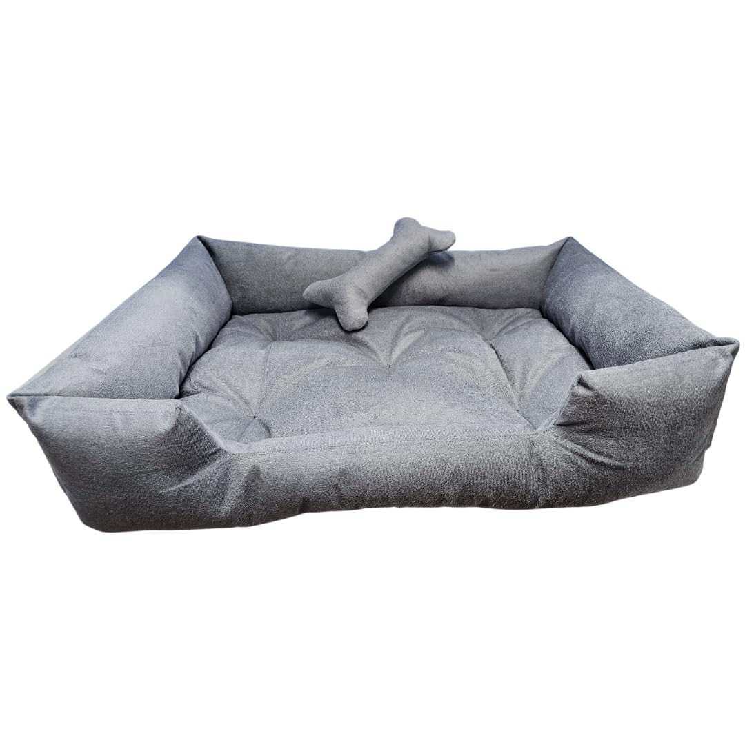 GDB Polyester Dog & Cat Rectangle Shape Bed with Removable Cushion, Comfortable & Durable Pet Lounger, Washable, AntiSlip Base,