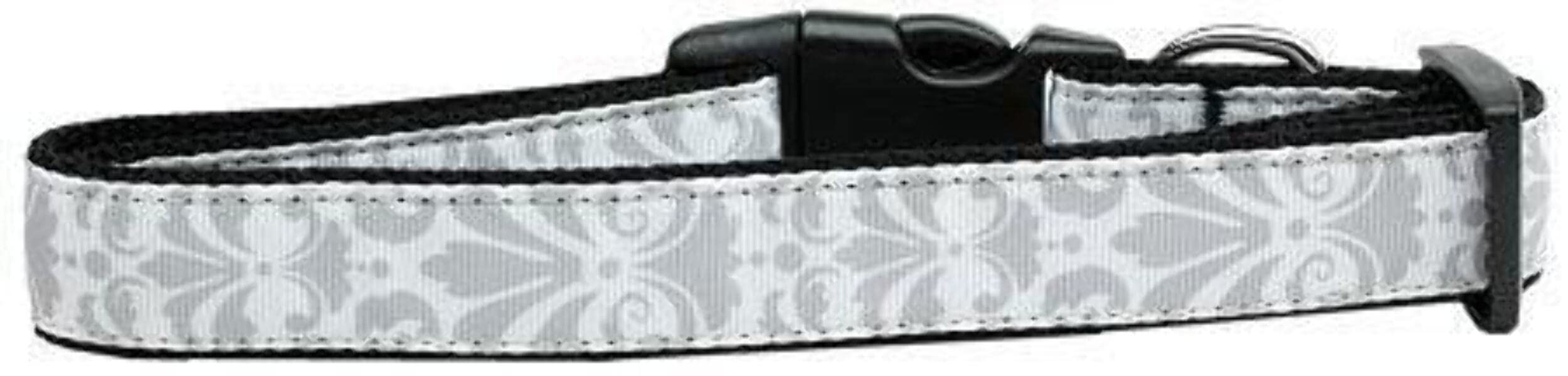 Mirage Pet Products Damask Nylon Dog Collar, Large, Black