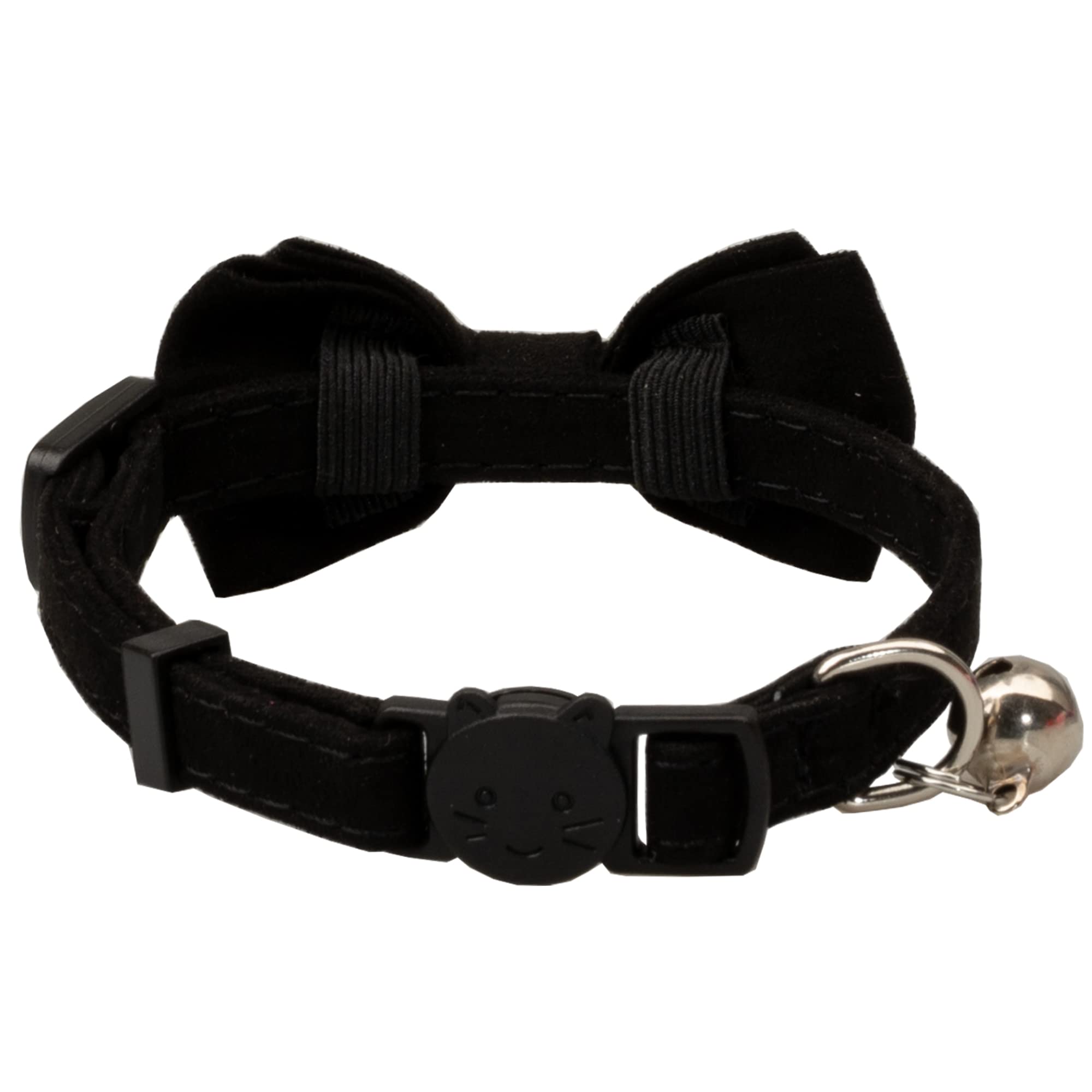 Gyapet Cat Collar With Bell Breakaway Kitten Small Puppy Safety Bow Tie Solid Wedding Basic Color [1Pc] Black