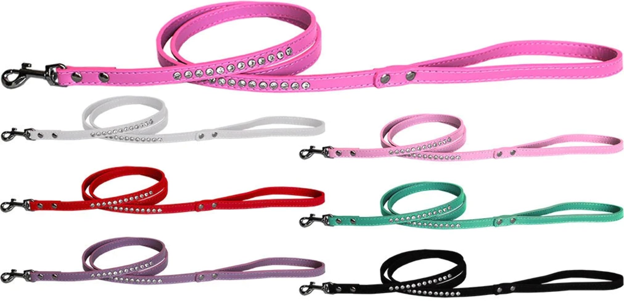 Pet, Dog or Cat Fashion Leash,Clear Jewel (Available in 7 colors) Aqua 1/2" wide x 4' long